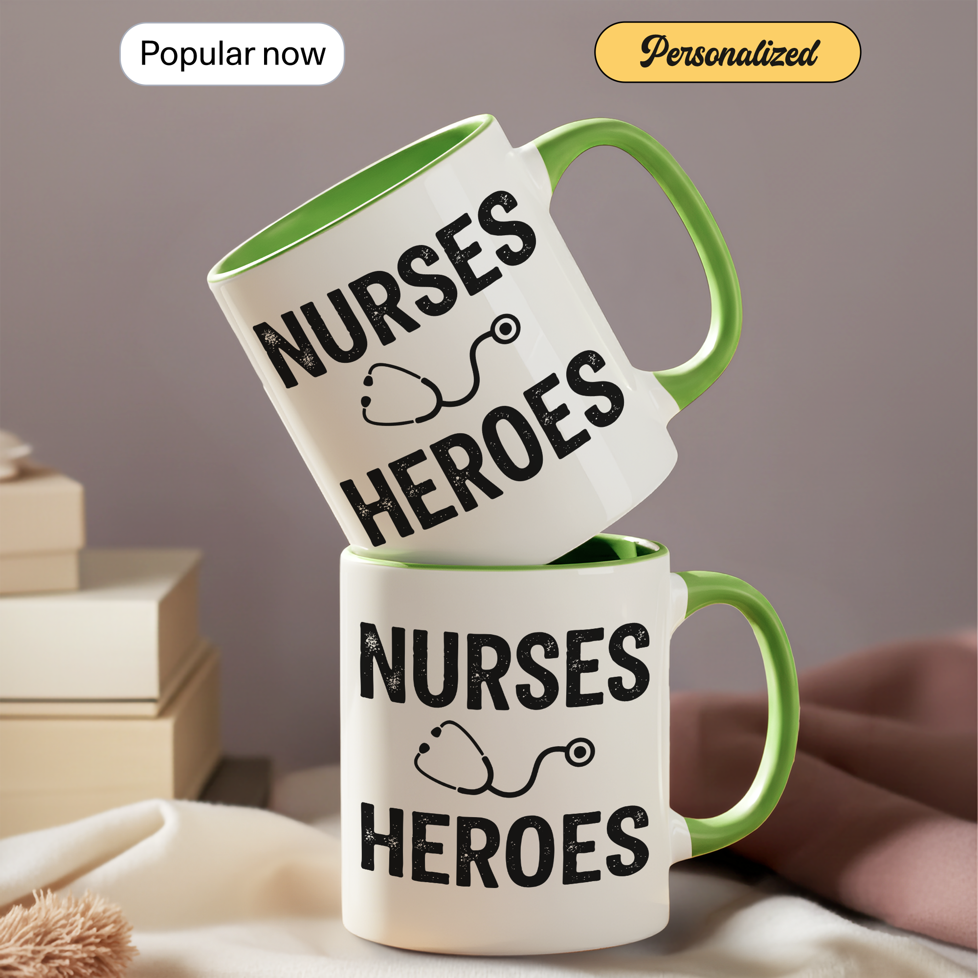 Nurses Are Heroes Mug – Nurse Appreciation Gift – Healthcare Worker Coffee Cup – RN Graduation Gift – 11oz 15oz Ringer Mug |Mug 126