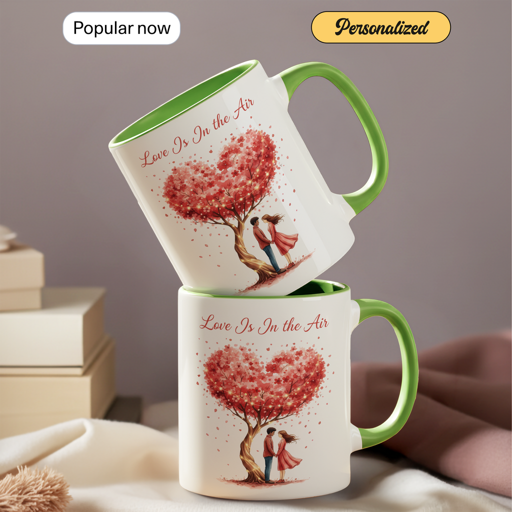 Love Is In The Air Mug – Romantic Couple Coffee Cup – Anniversary Gift for Her or Him – 11oz 15oz Ringer Mug |Mug 133