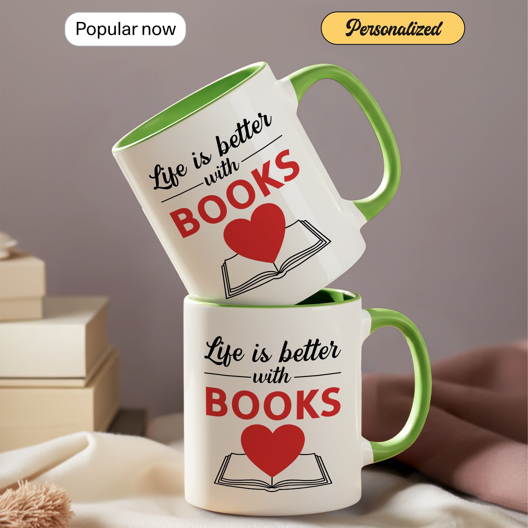 Life Is Better With Books Mug – Book Lover Coffee Cup – Reader Gift – Literary Coffee Mug 11oz 15oz Ringer | Mug 127
