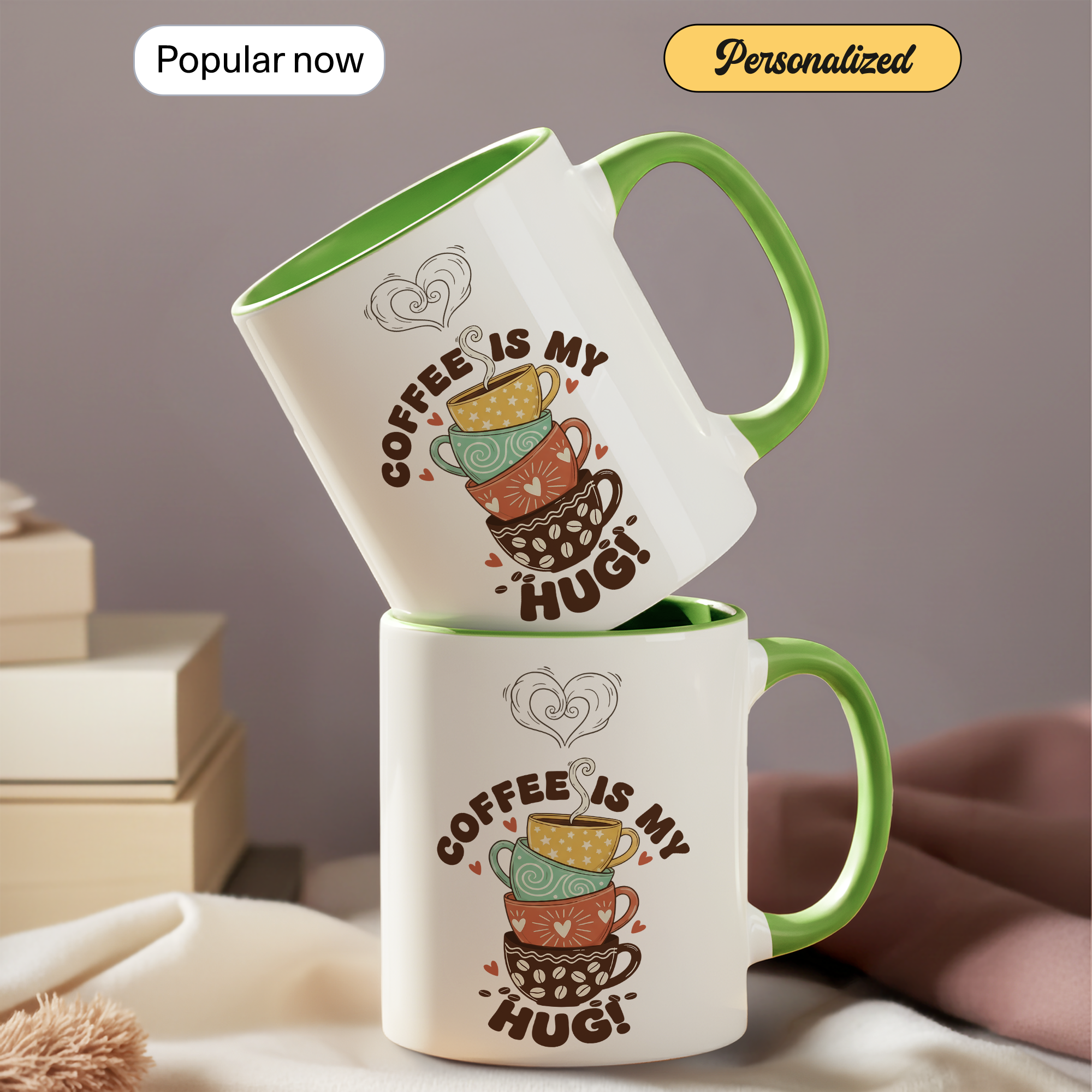 Coffee Is My Hug Mug – Cute Coffee Lover Gift – Cozy Aesthetic Coffee Cup – 11oz 15oz Ringer Mug |Mug 122
