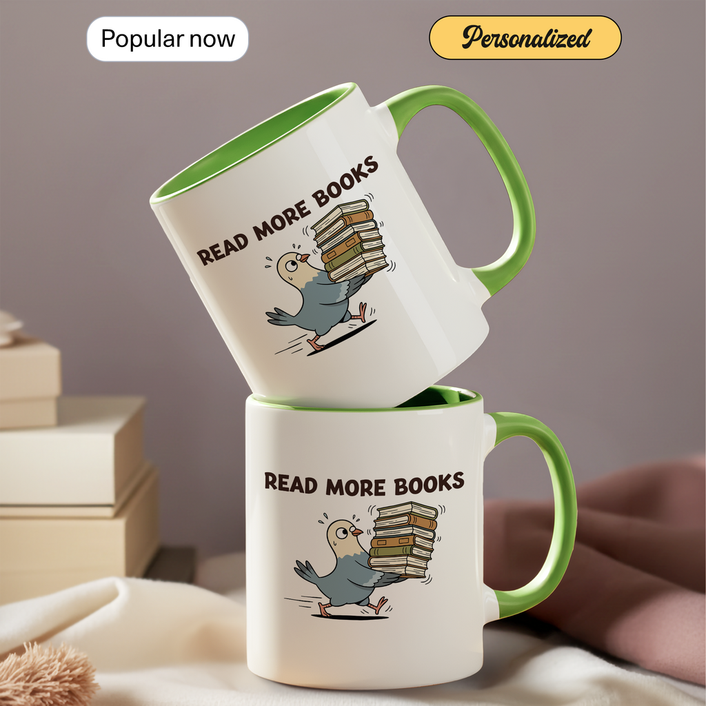 Read More Books Mug – Book Lover Coffee Cup – Reader Gift – Books and Coffee Ringer Mug |Mug 97