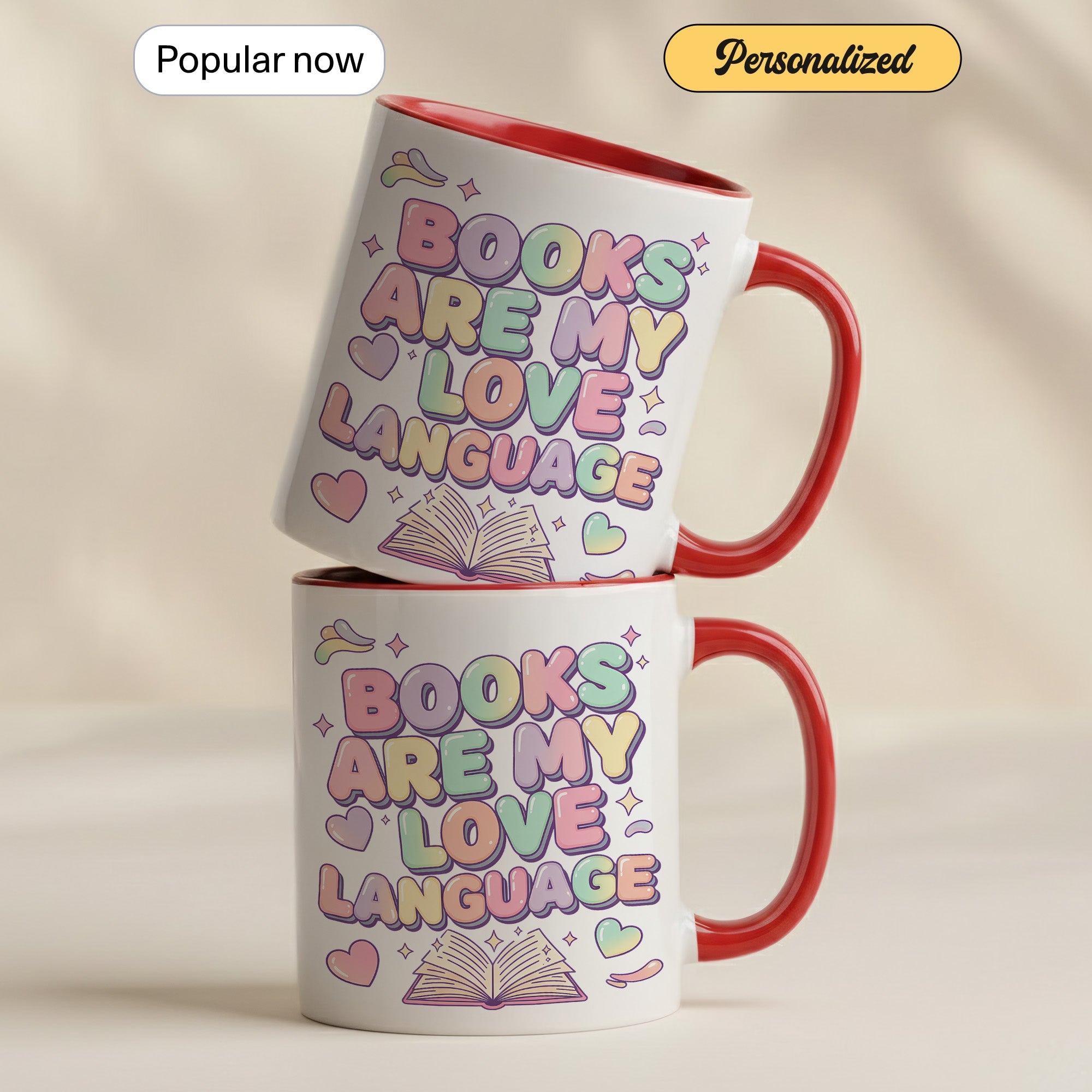 Books Are My Love Language Mug – Cute Book Lover Coffee Cup – Pastel Reader Gift – 11oz 15oz Ri0nger Mug | Mug 155