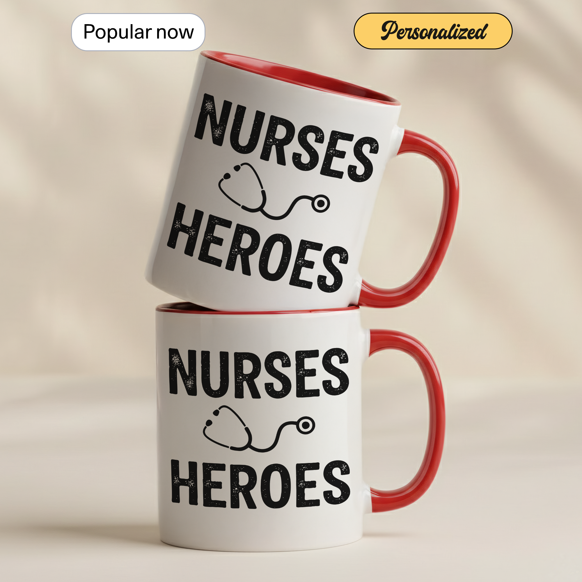 Nurses Are Heroes Mug – Nurse Appreciation Gift – Healthcare Worker Coffee Cup – RN Graduation Gift – 11oz 15oz Ringer Mug |Mug 126