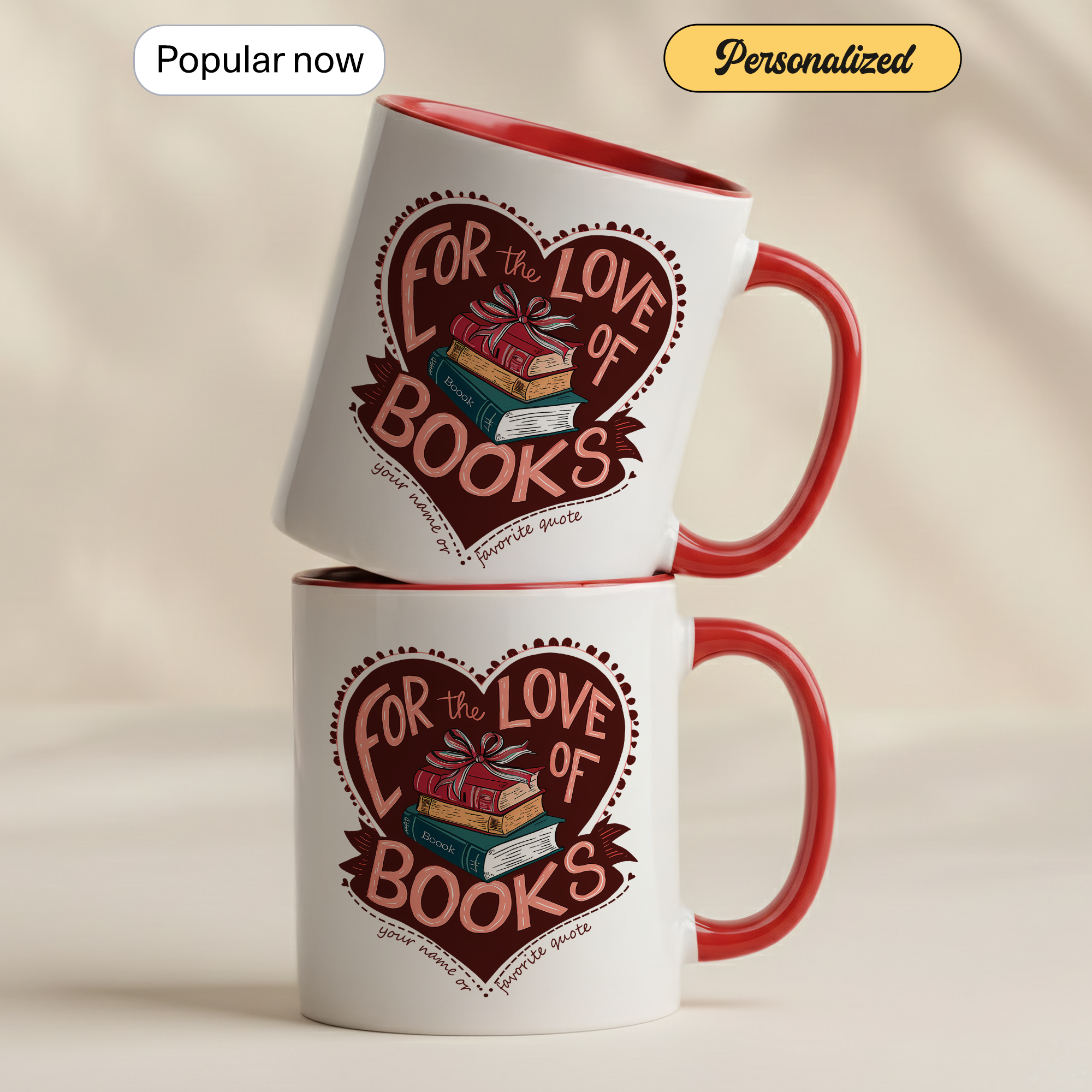 For The Love Of Books Mug – Book Lover Coffee Cup – Reader Gift – Bookworm Aesthetic Mug – 11oz 15oz Ringer Mug |Mug 139