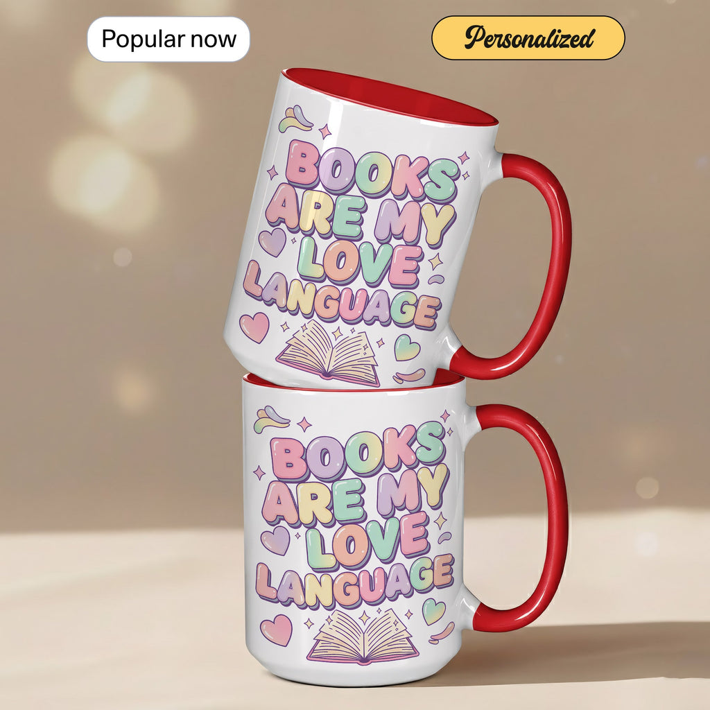 Books Are My Love Language Mug – Cute Book Lover Coffee Cup – Pastel Reader Gift – 11oz 15oz Ri0nger Mug | Mug 155