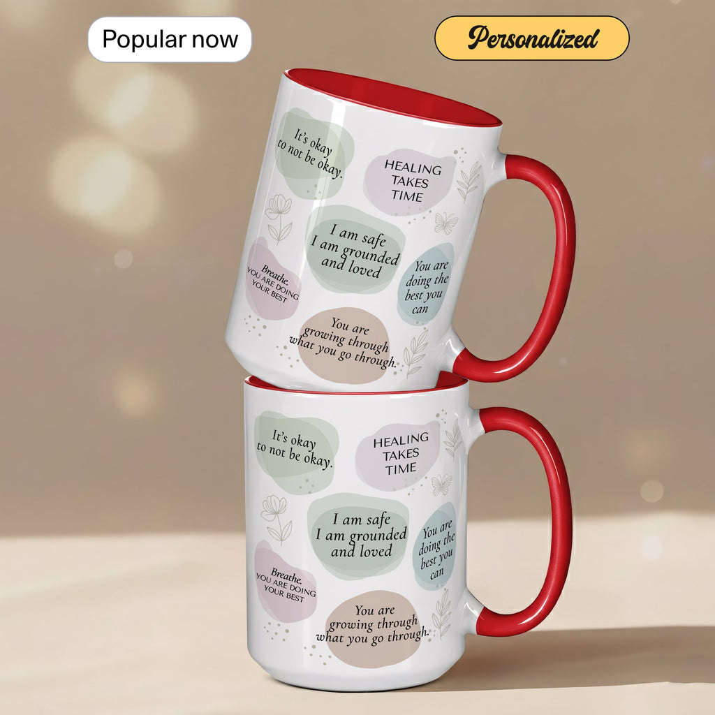Healing Takes Time Mug – Self Love Affirmation Coffee Cup – Mental Health Encouragement Gift – Inspirational Ringer Mug 11oz 15oz |Mug 106