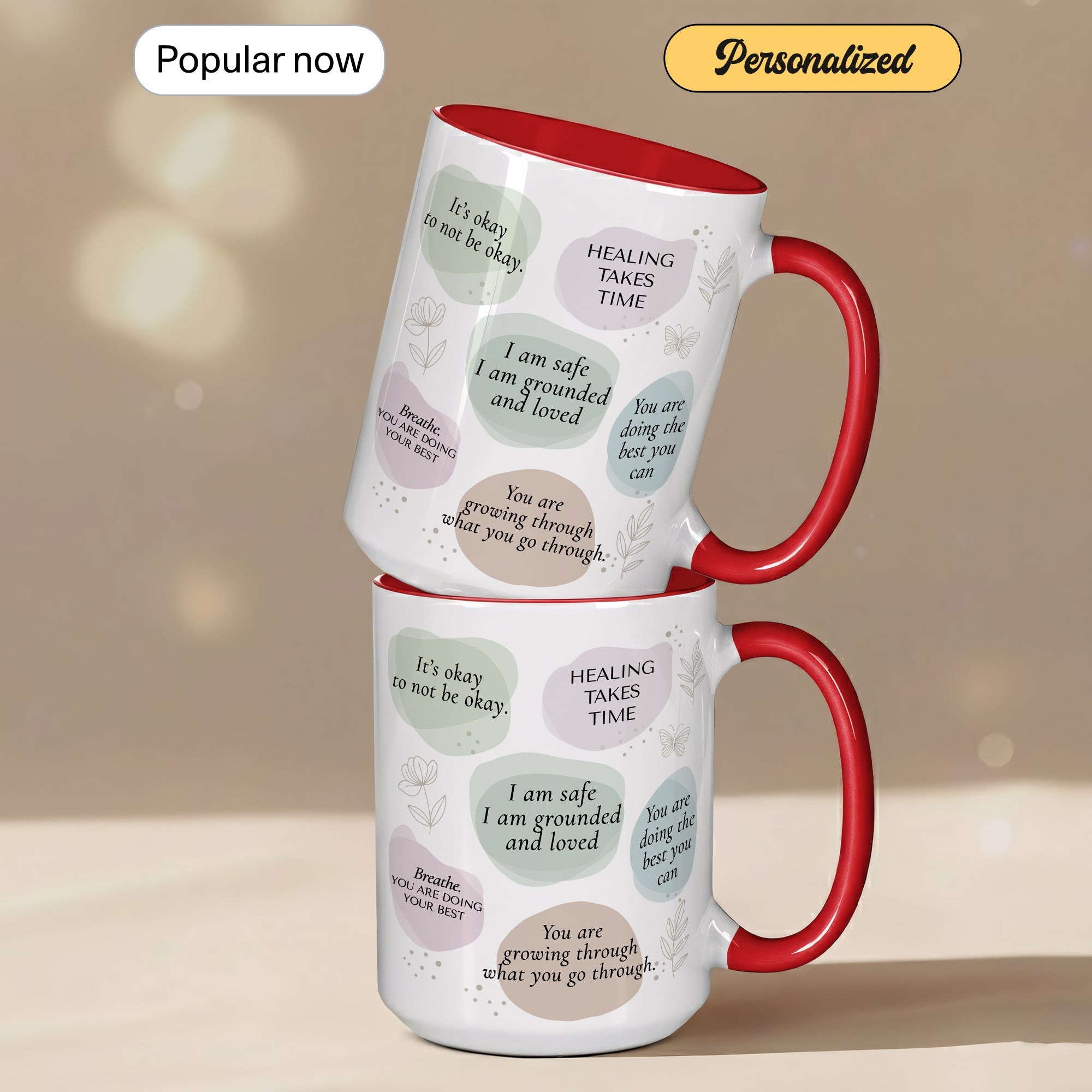 Healing Takes Time Mug – Self Love Affirmation Coffee Cup – Mental Health Encouragement Gift – Inspirational Ringer Mug 11oz 15oz |Mug 106