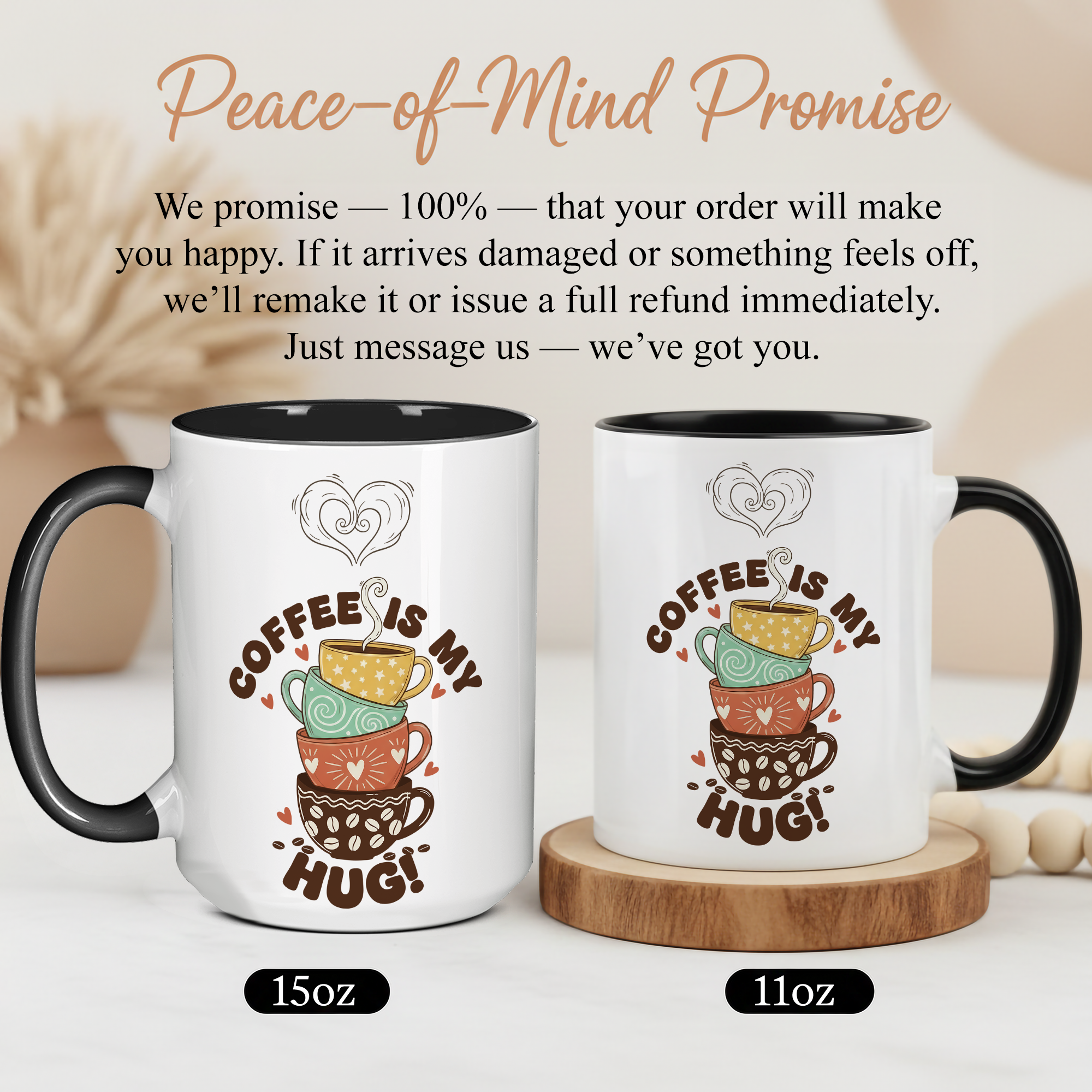 Coffee Is My Hug Mug – Cute Coffee Lover Gift – Cozy Aesthetic Coffee Cup – 11oz 15oz Ringer Mug |Mug 122