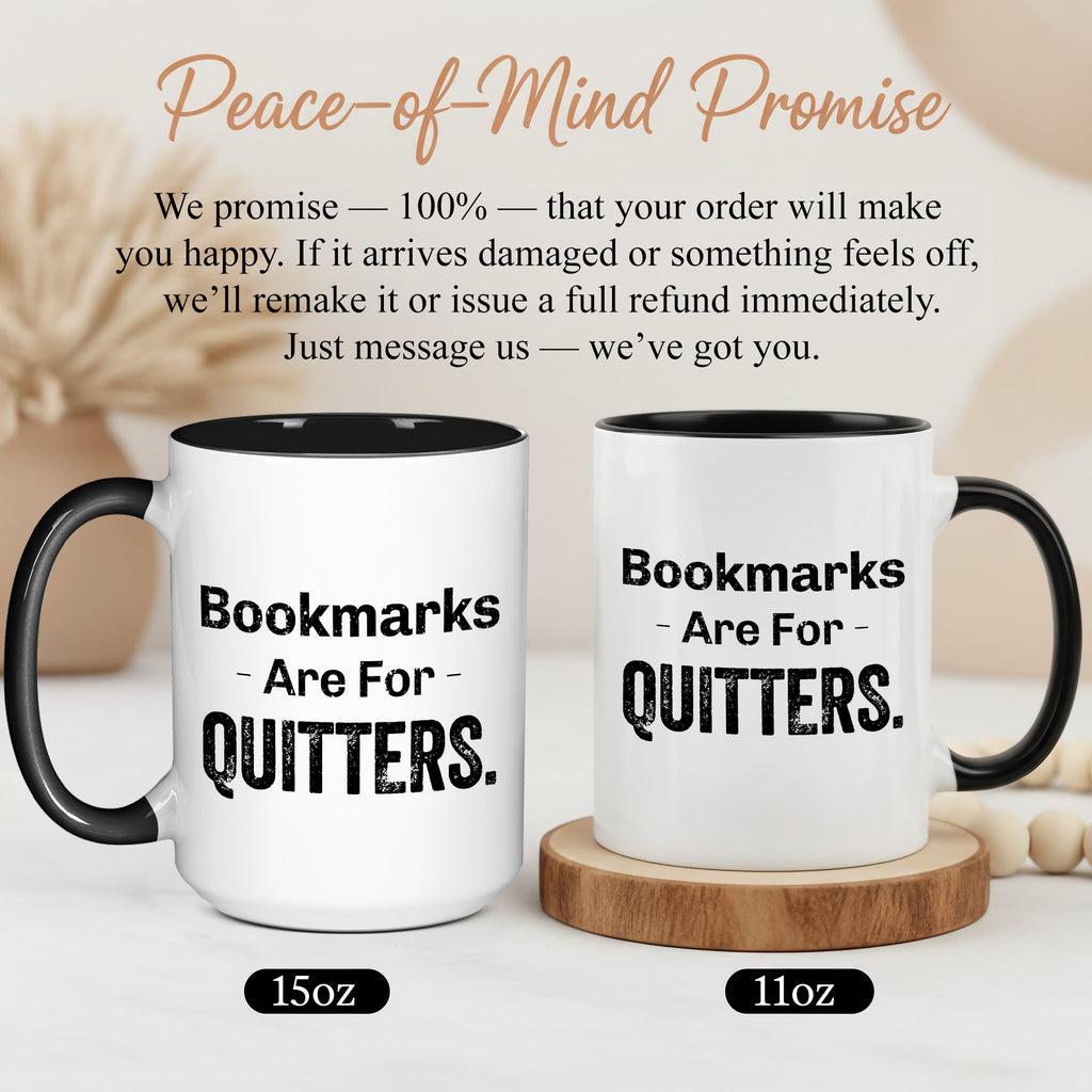 Bookmarks Are For Quitters Mug – Funny Book Lover Coffee Cup – Reader Humor Gift – Multi Color Ringer Mug 11oz 15oz |Mug 105