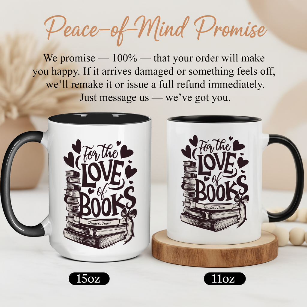For The Love Of Books Personalized Mug – Custom Book Lover Gift – Reader Coffee Cup – Romantic Literary Mug 11oz 15oz | Mug 119