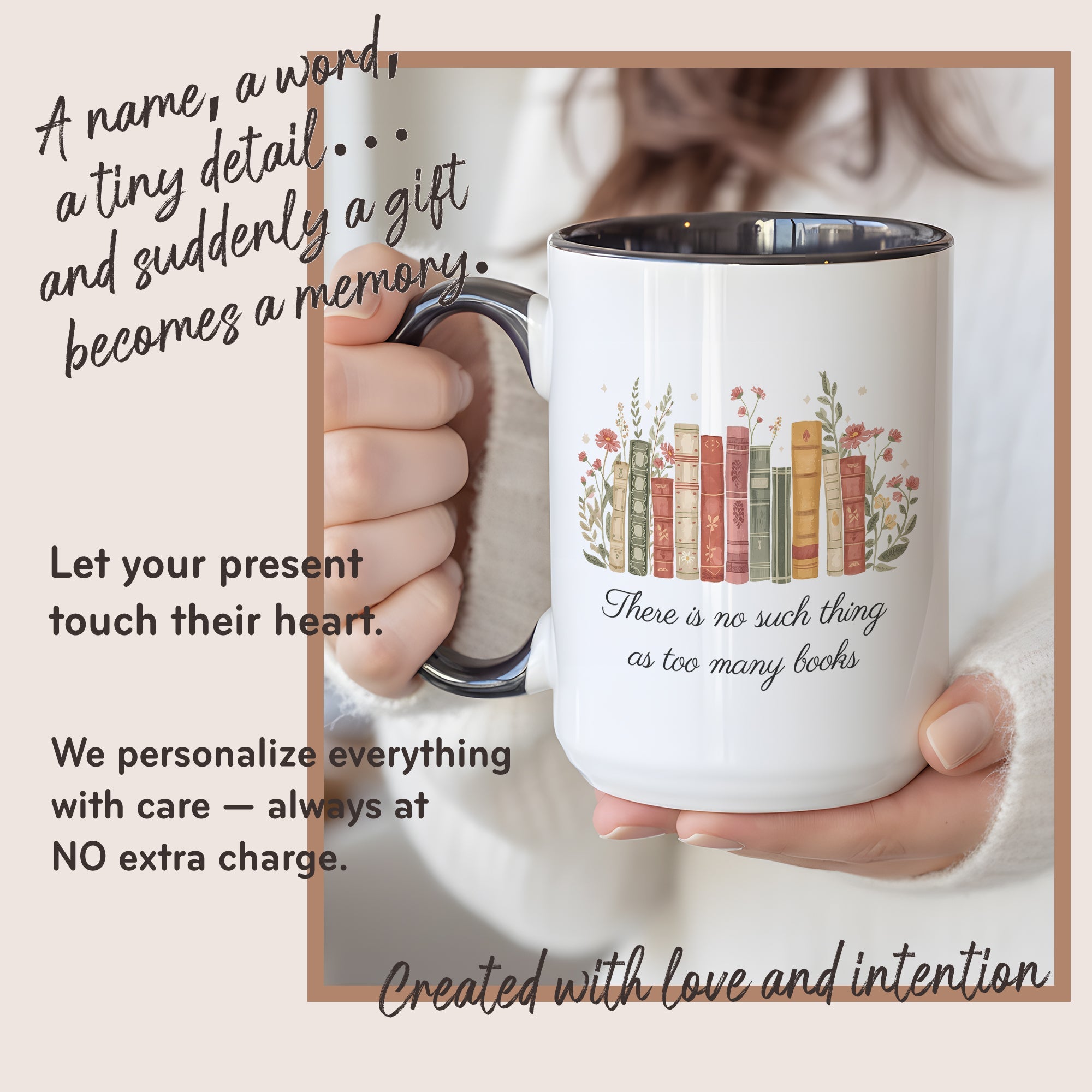 There Is No Such Thing As Too Many Books Mug – Book Lover Coffee Cup – Reader Gift – Vintage Books Ringer Mug 11oz 15oz |Mug 107