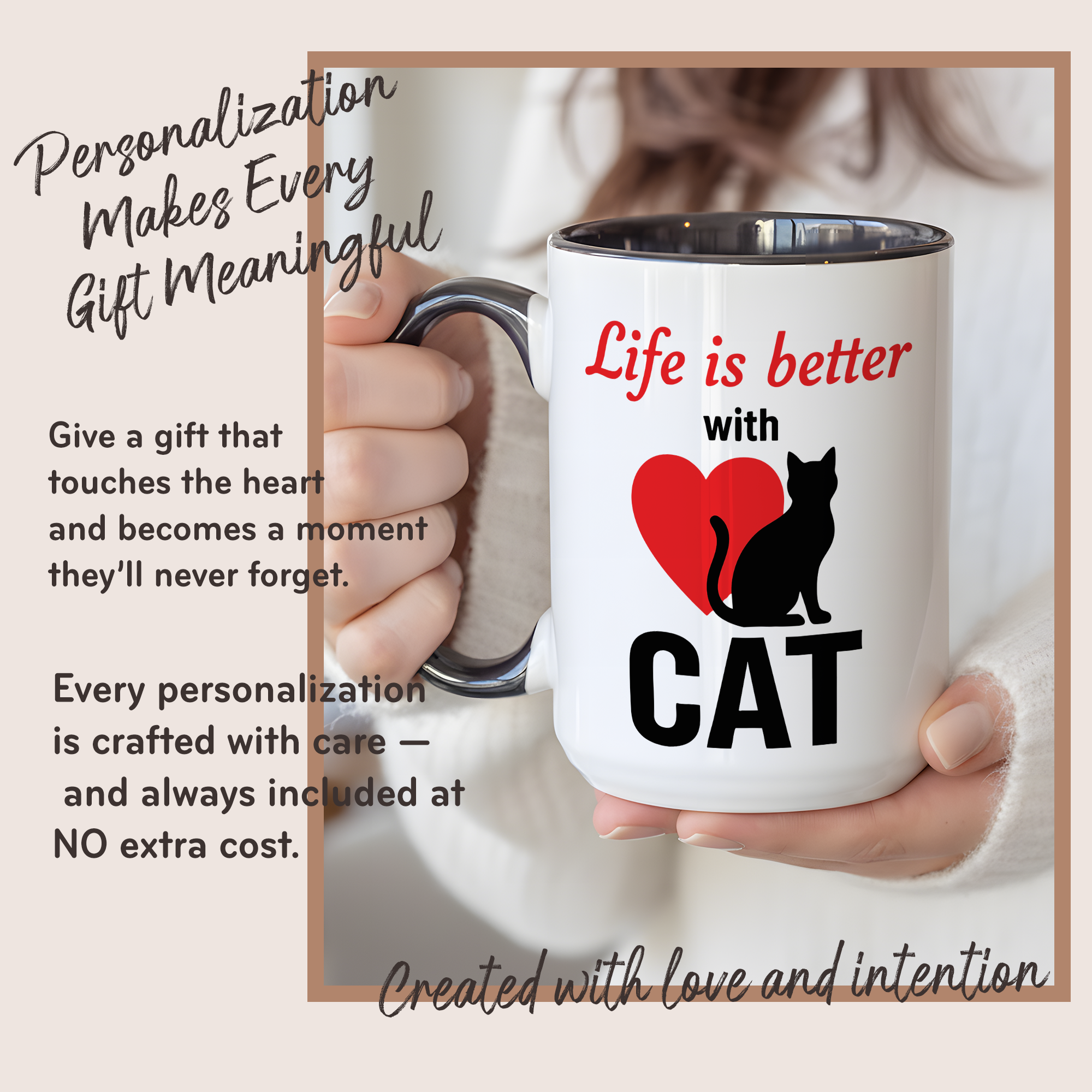 Life Is Better With Cats Mug – Cat Lover Coffee Cup – Cute Cat Mom Gift – 11oz 15oz Ringer Mug | Mug 129