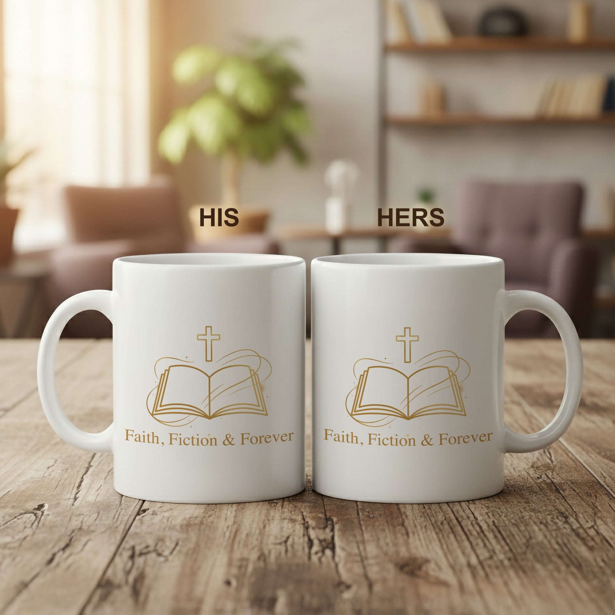Faith Fiction & Forever Mug – Christian Book Lover Coffee Cup – Bible Reader Gift – 11oz 15oz Ringer Mug |Mug 153