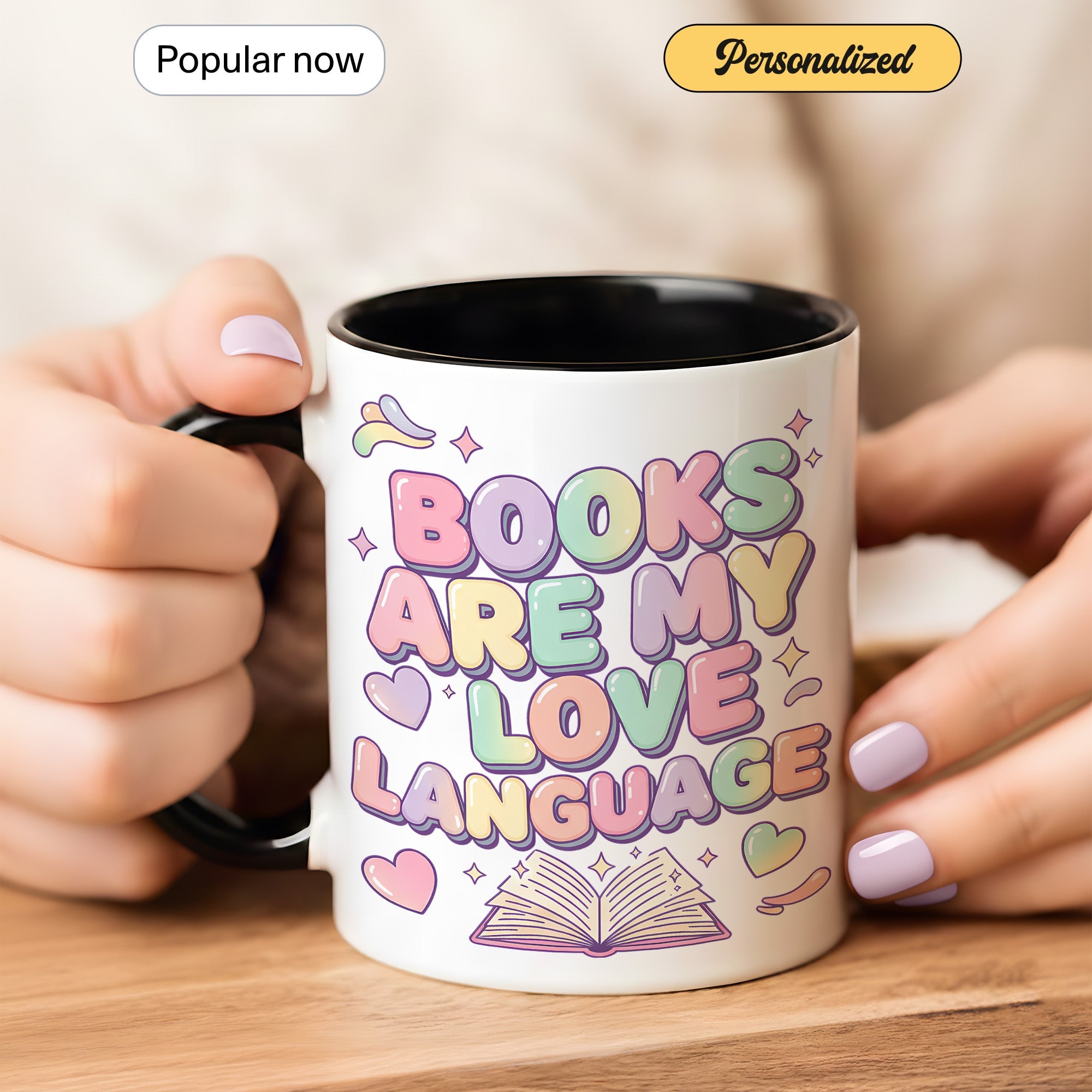 Books Are My Love Language Mug – Cute Book Lover Coffee Cup – Pastel Reader Gift – 11oz 15oz Ri0nger Mug | Mug 155