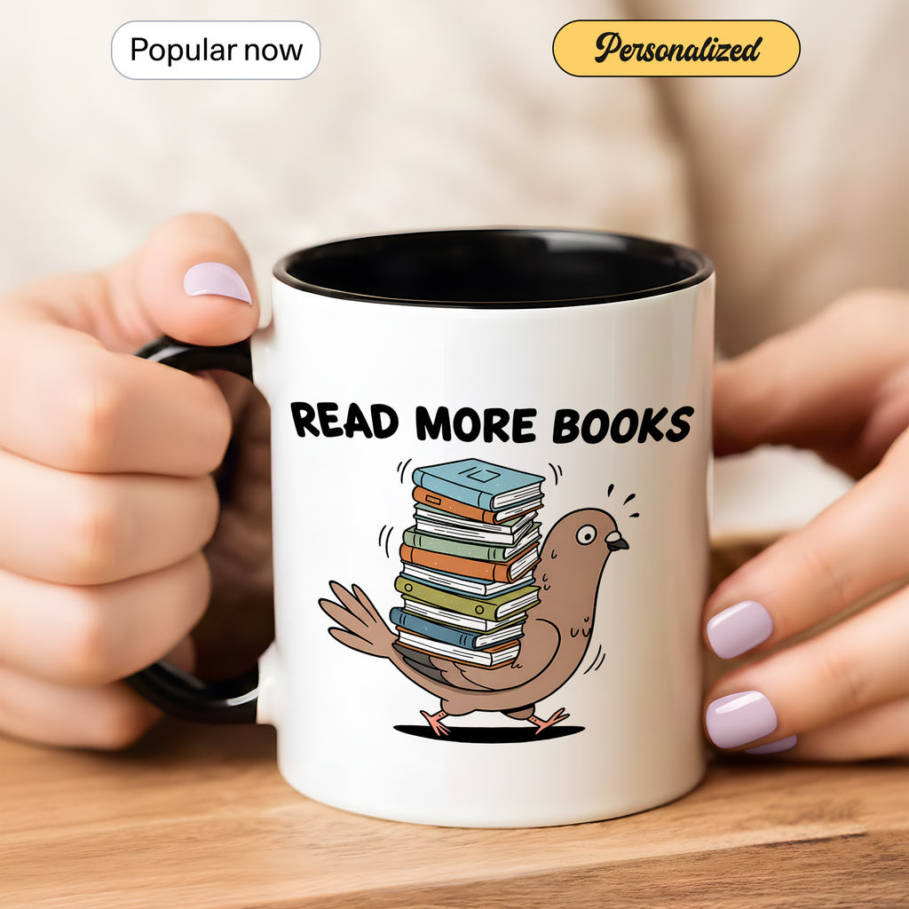 Read More Books Mug – Funny Book Lover Gift – Cute Reader Coffee Cup – 11oz 15oz Ringer Mug |Mug 124