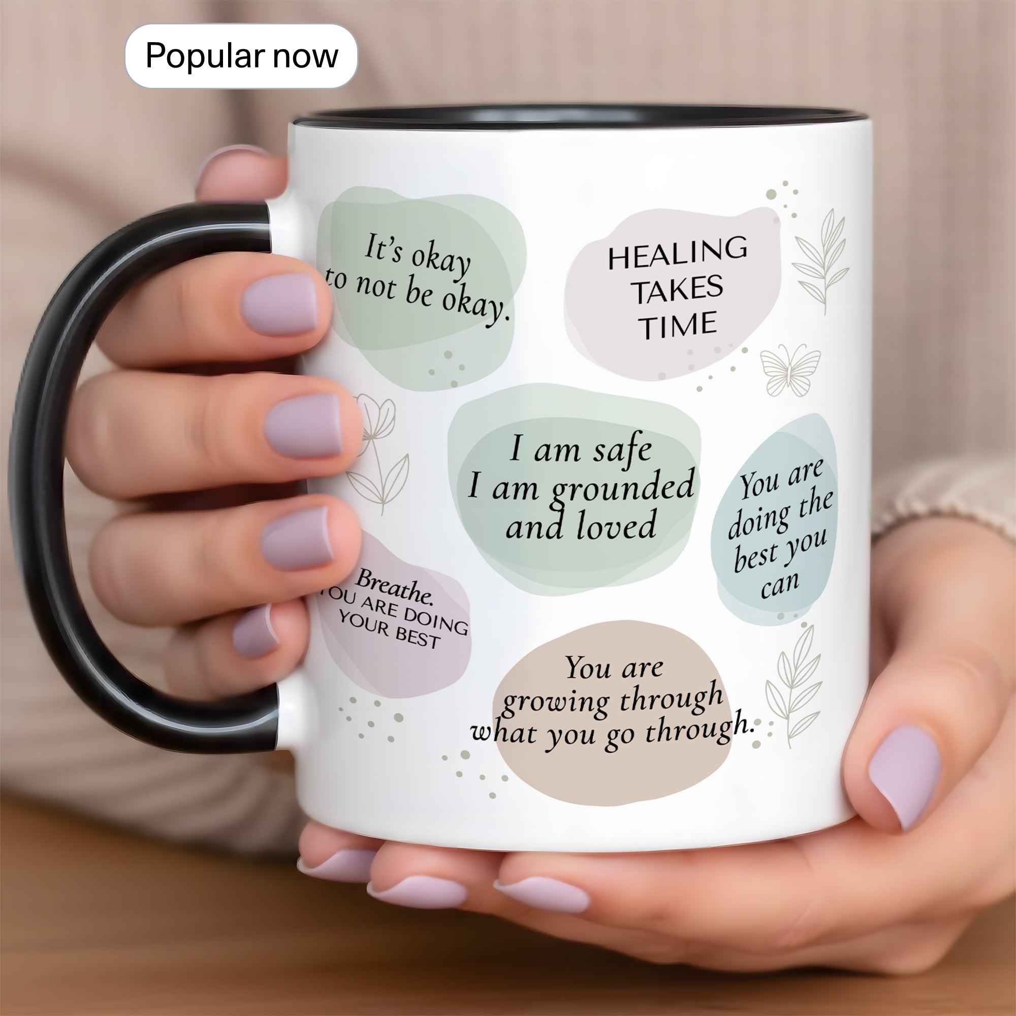 Healing Takes Time Mug – Self Love Affirmation Coffee Cup – Mental Health Encouragement Gift – Inspirational Ringer Mug 11oz 15oz |Mug 106
