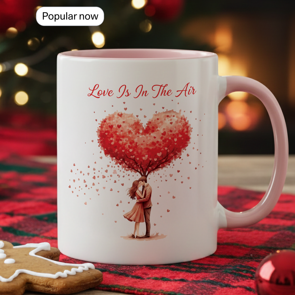 Love Is In The Air Mug – Romantic Heart Tree Coffee Cup – Couple Gift – Anniversary Mug – 11oz 15oz Ceramic Mug |Mug 136