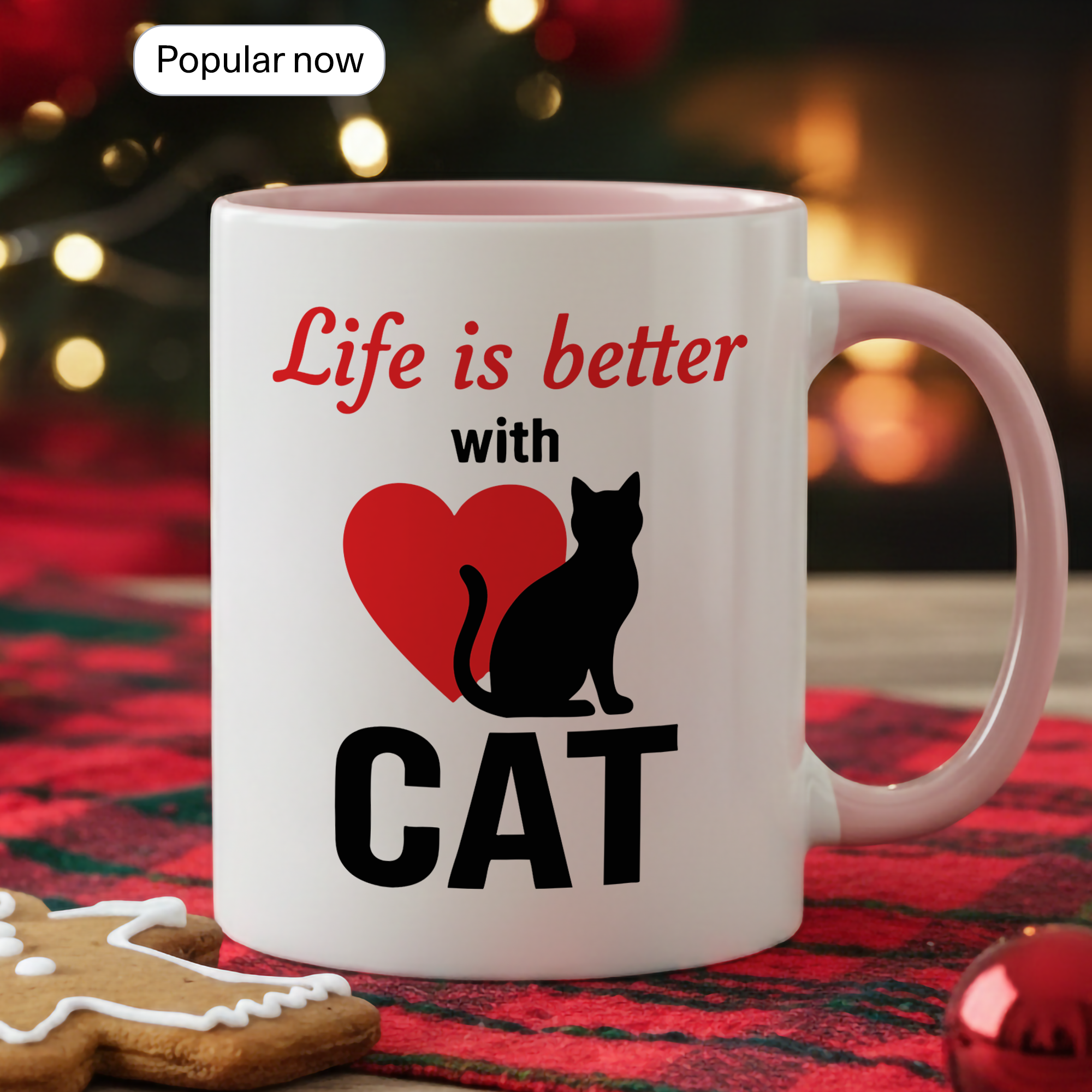 Life Is Better With Cats Mug – Cat Lover Coffee Cup – Cute Cat Mom Gift – 11oz 15oz Ringer Mug | Mug 129