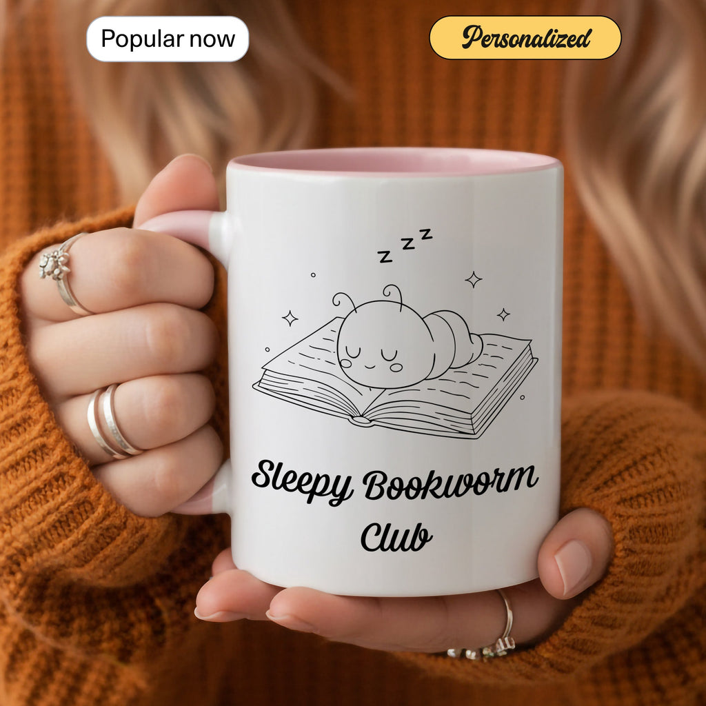 Sleepy Bookworm Club Mug – Cute Book Lover Coffee Cup – Cozy Reader Gift – Ringer Mug 11oz 15oz |mug 101