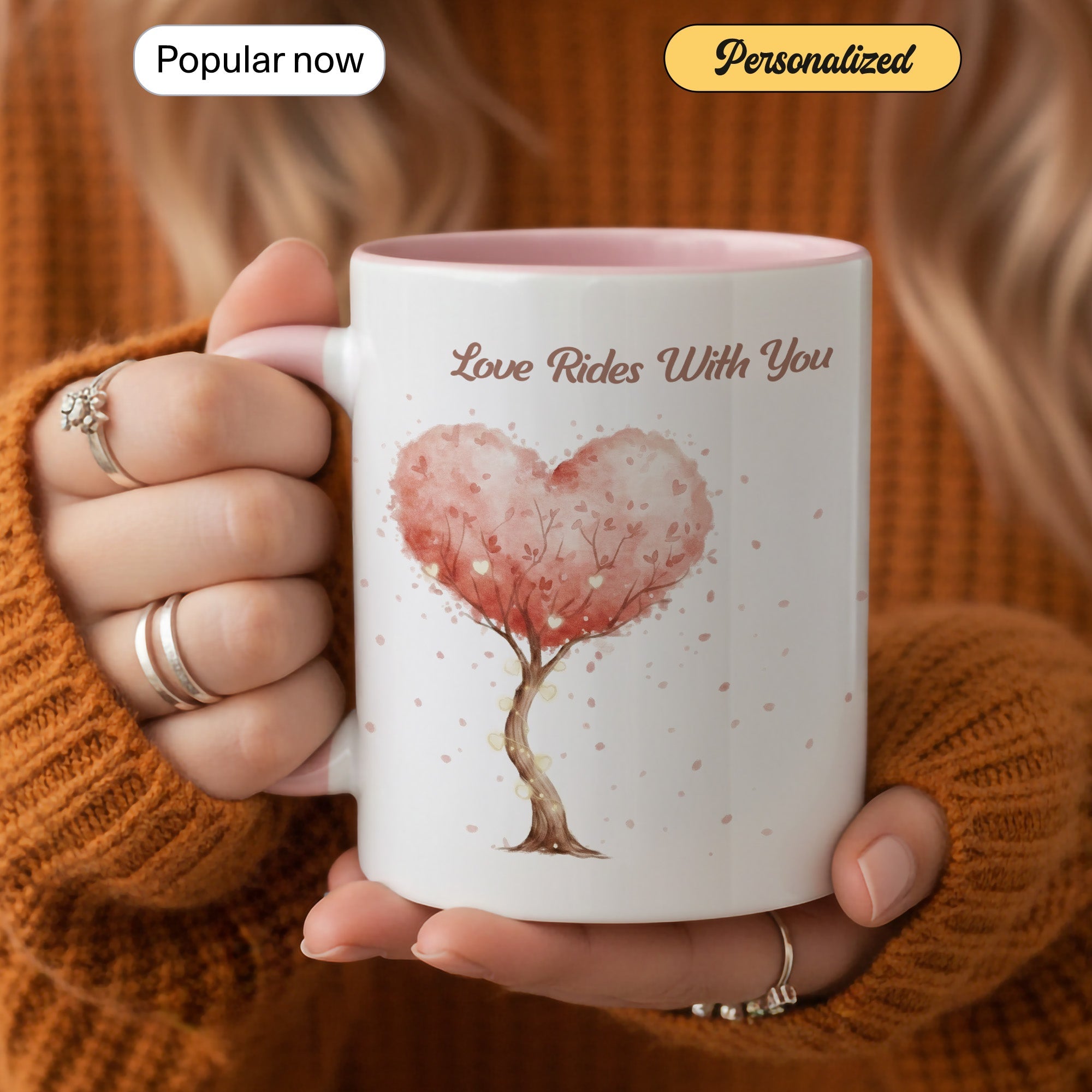 Love Grows With You Mug – Romantic Heart Tree Coffee Cup – Anniversary Gift – Couple Mug 11oz 15oz |Mug 143