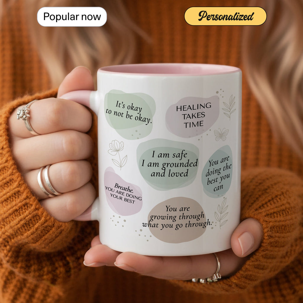 Healing Takes Time Mug – Self Love Affirmation Coffee Cup – Mental Health Encouragement Gift – Inspirational Ringer Mug 11oz 15oz |Mug 106