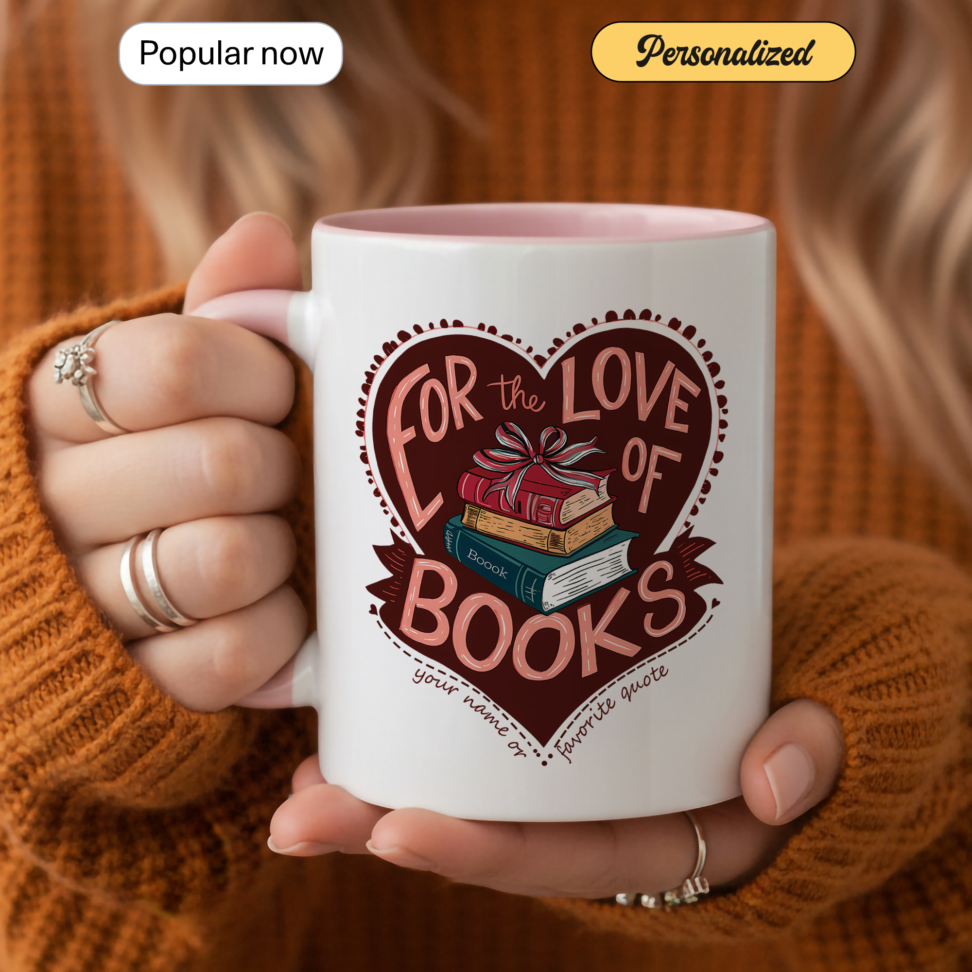 For The Love Of Books Mug – Book Lover Coffee Cup – Reader Gift – Bookworm Aesthetic Mug – 11oz 15oz Ringer Mug |Mug 139