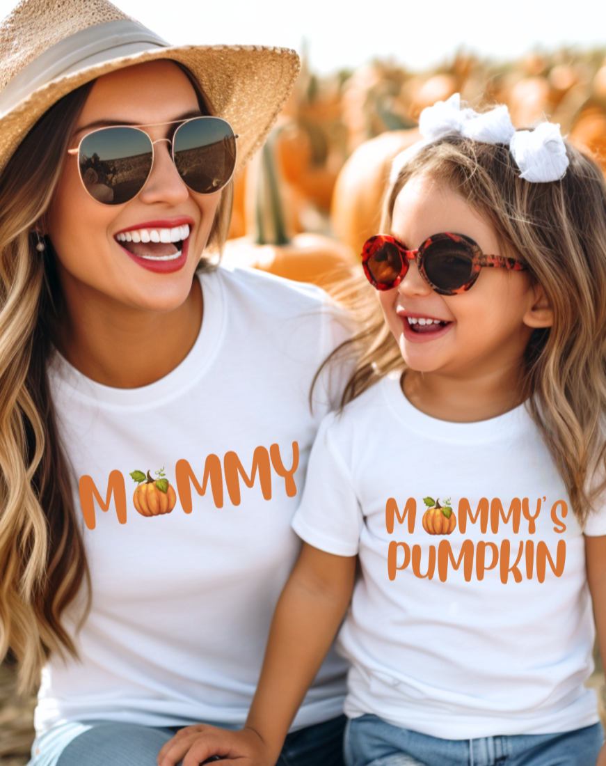 Mommy and me pumpkin tshirt, mama + mini matching tee, mommy's pumpkin shirt, fall halloween, gift idea, family matching tshirts,
