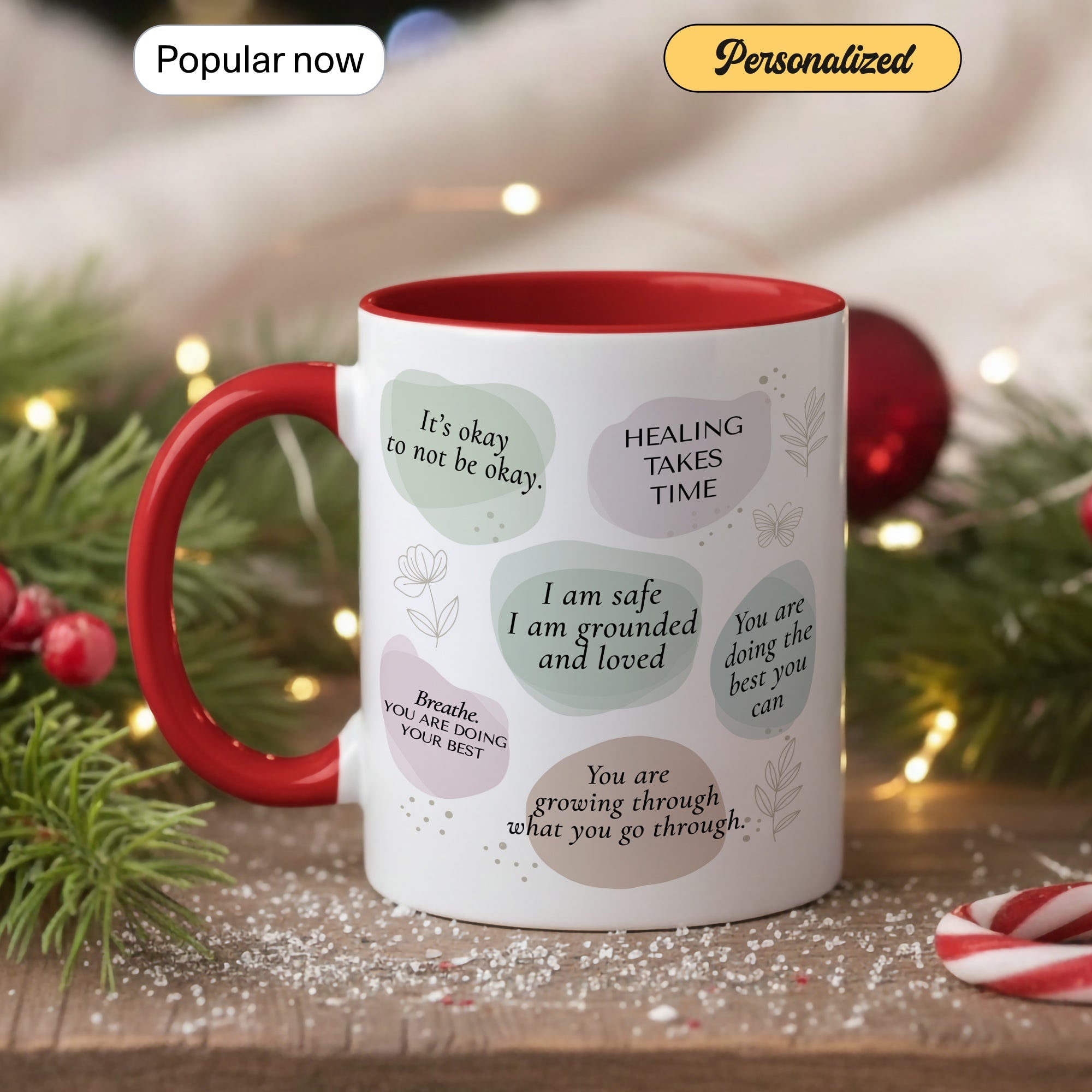 Healing Takes Time Mug – Self Love Affirmation Coffee Cup – Mental Health Encouragement Gift – Inspirational Ringer Mug 11oz 15oz |Mug 106