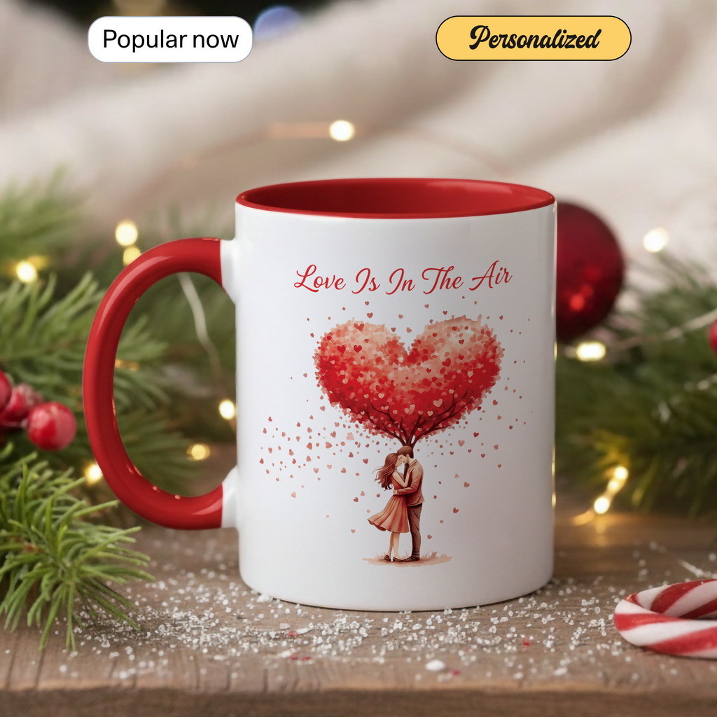 Love Is In The Air Mug – Romantic Heart Tree Coffee Cup – Couple Gift – Anniversary Mug – 11oz 15oz Ceramic Mug |Mug 136