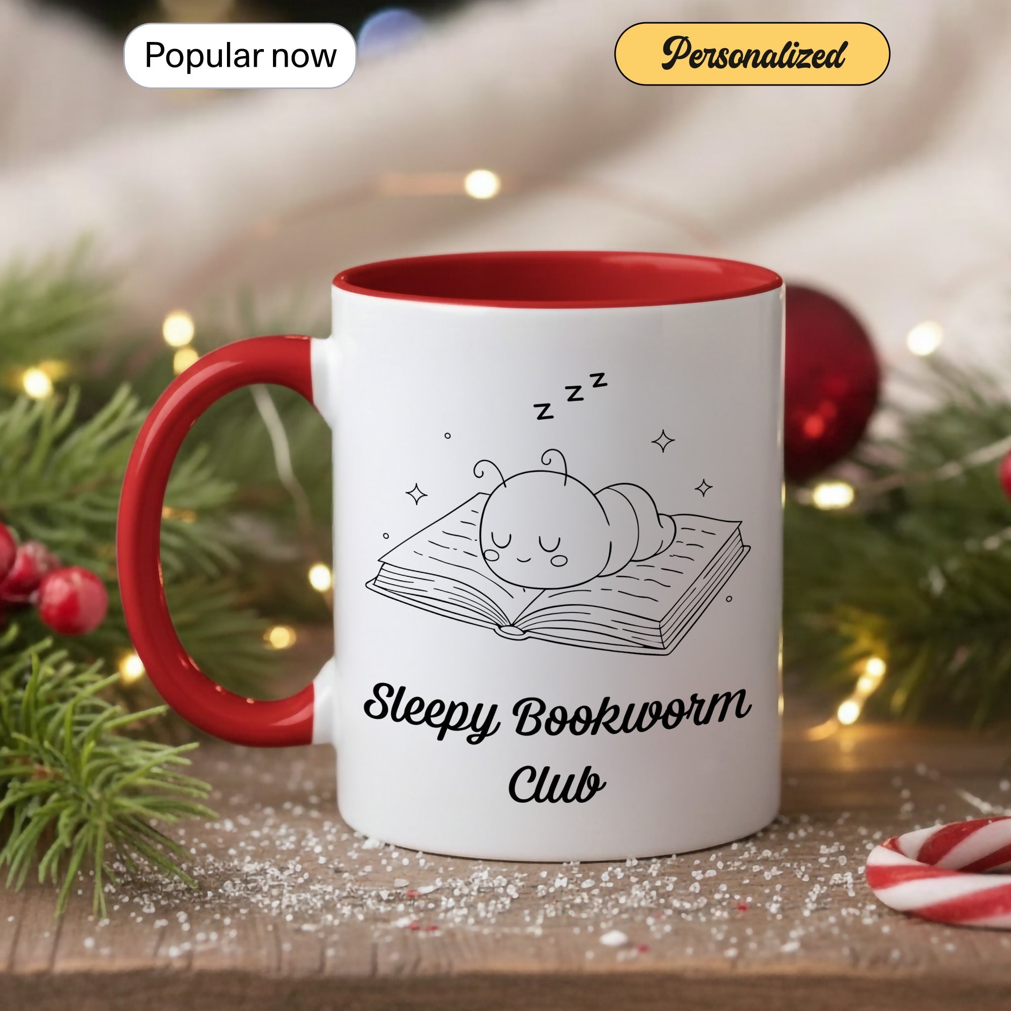 Sleepy Bookworm Club Mug – Cute Book Lover Coffee Cup – Cozy Reader Gift – Ringer Mug 11oz 15oz |mug 101