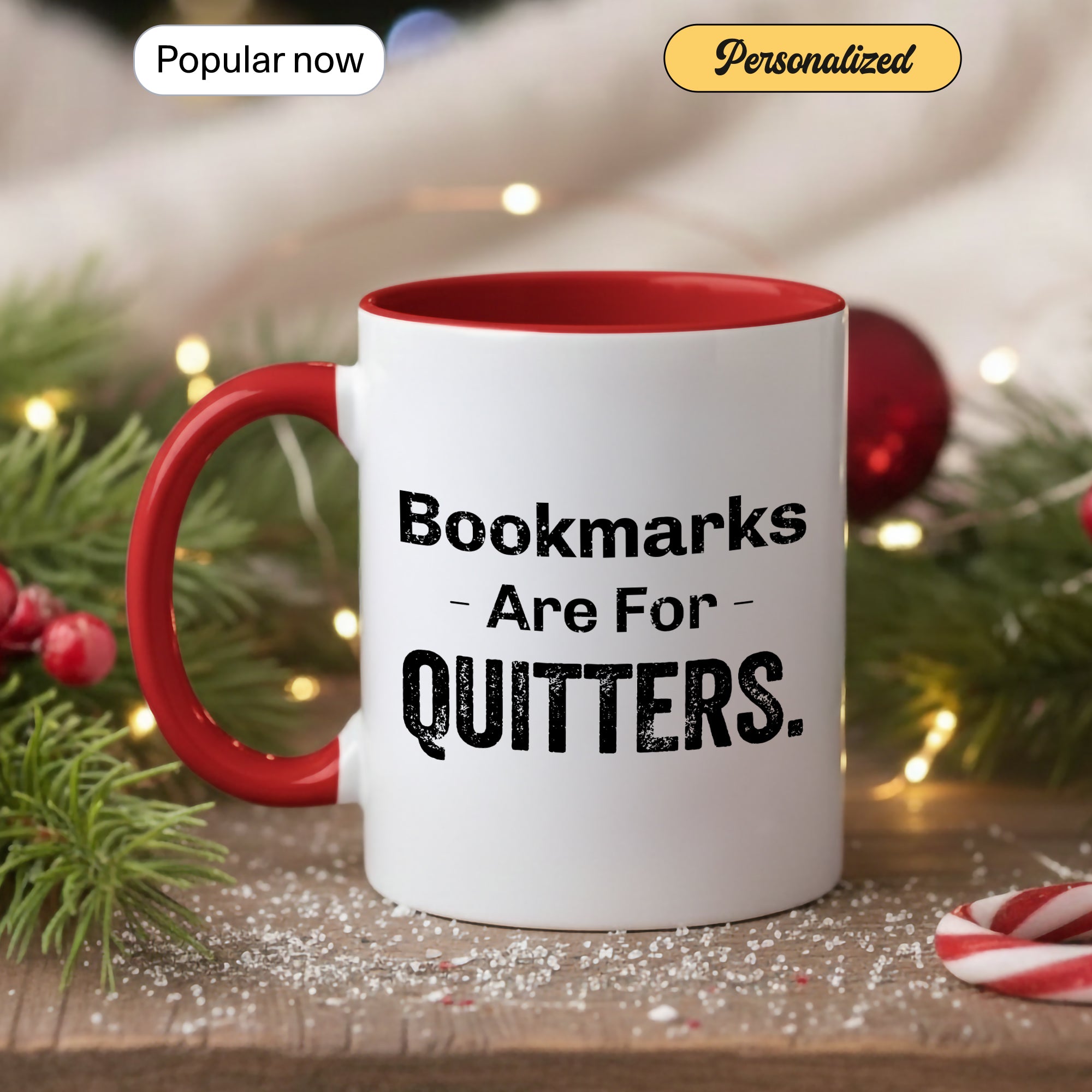 Bookmarks Are For Quitters Mug – Funny Book Lover Coffee Cup – Reader Humor Gift – Multi Color Ringer Mug 11oz 15oz |Mug 105