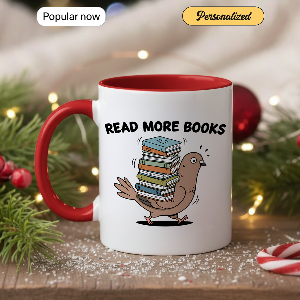 Read More Books Mug – Funny Book Lover Gift – Cute Reader Coffee Cup – 11oz 15oz Ringer Mug |Mug 124