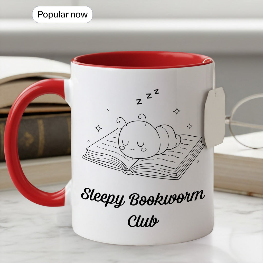 Sleepy Bookworm Club Mug – Cute Book Lover Coffee Cup – Cozy Reader Gift – Ringer Mug 11oz 15oz |mug 101