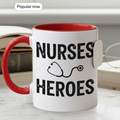 Nurses Are Heroes Mug – Nurse Appreciation Gift – Healthcare Worker Coffee Cup – RN Graduation Gift – 11oz 15oz Ringer Mug |Mug 126