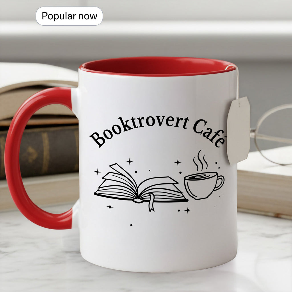 Booktrovert Cafe Mug – Book Lover Coffee Cup – Introvert Reader Gift – Multi Color Ringer Mug 11oz 15oz |mug 102