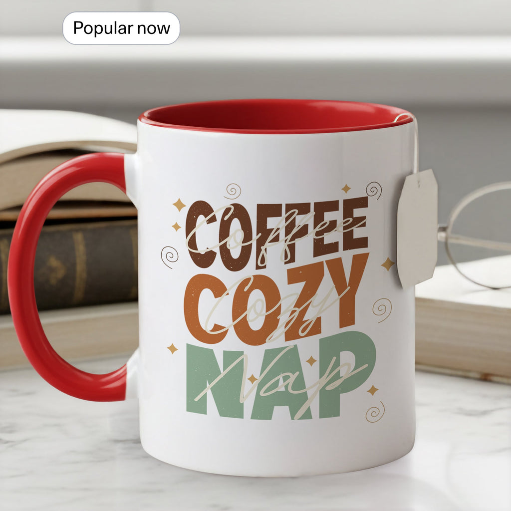 Coffee Cozy Nap Mug – Retro Coffee Lover Gift – Funny Caffeine Coffee Cup – 11oz 15oz Ringer Mug | Mug 128