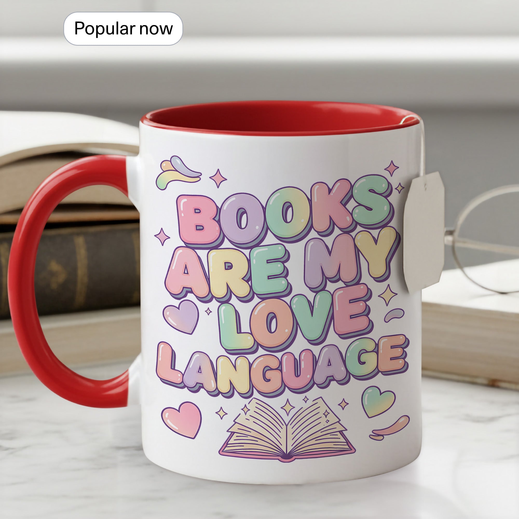Books Are My Love Language Mug – Cute Book Lover Coffee Cup – Pastel Reader Gift – 11oz 15oz Ri0nger Mug | Mug 155