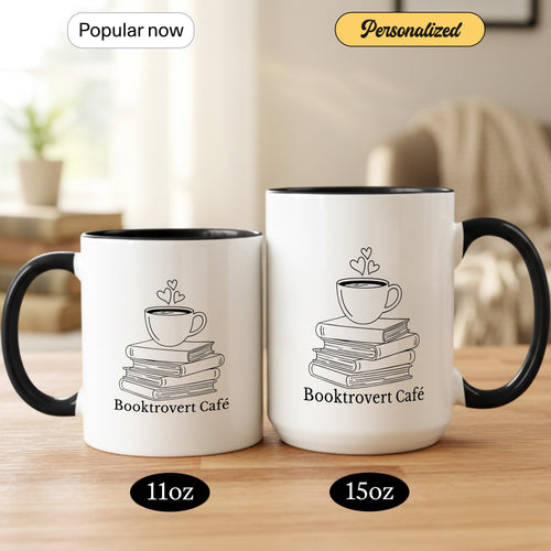 Booktrovert Cafe Mug – Book Lover Coffee Cup – Introvert Reader Gift – Multi Color Ringer Mug 11oz 15oz | Mug 104