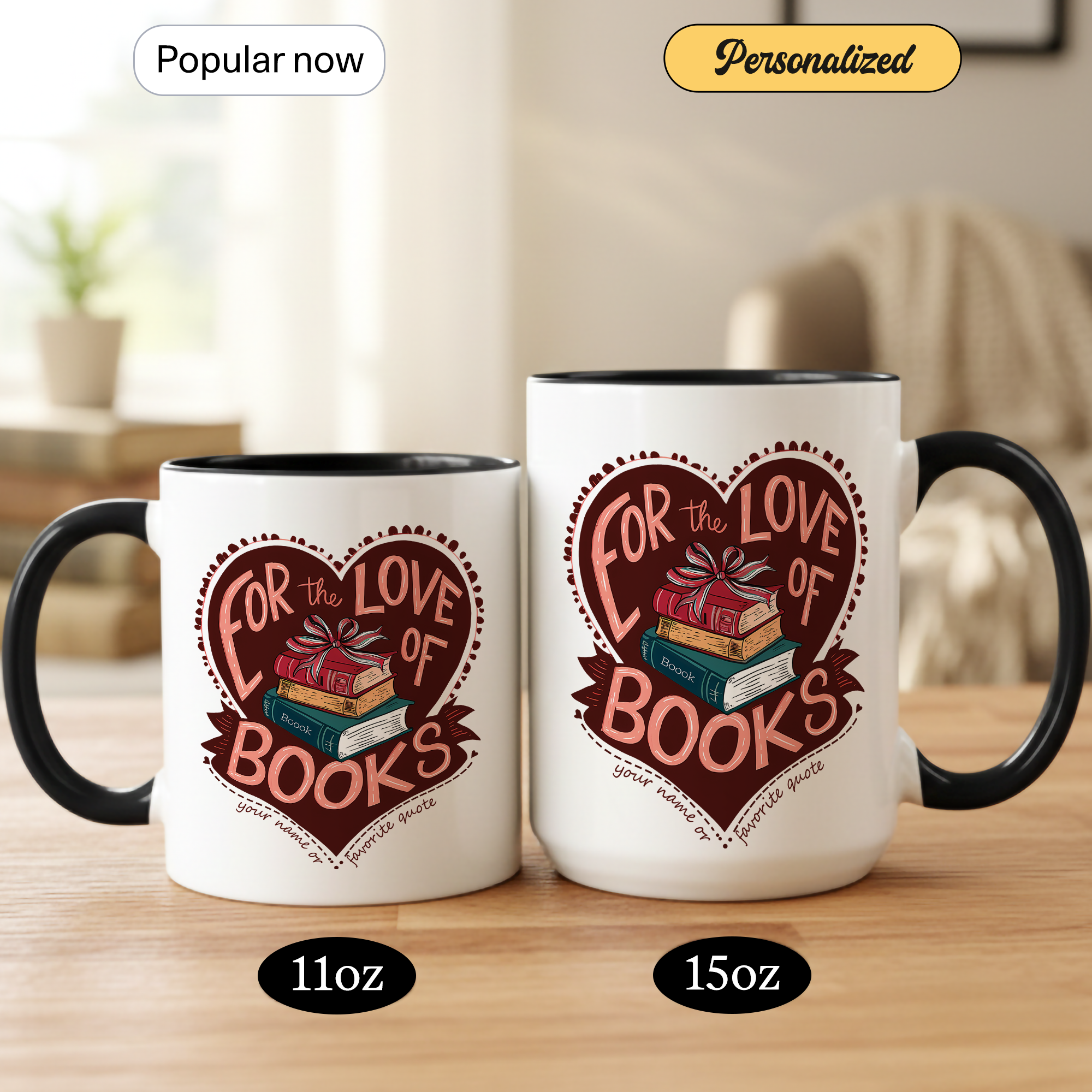 For The Love Of Books Mug – Book Lover Coffee Cup – Reader Gift – Bookworm Aesthetic Mug – 11oz 15oz Ringer Mug |Mug 139
