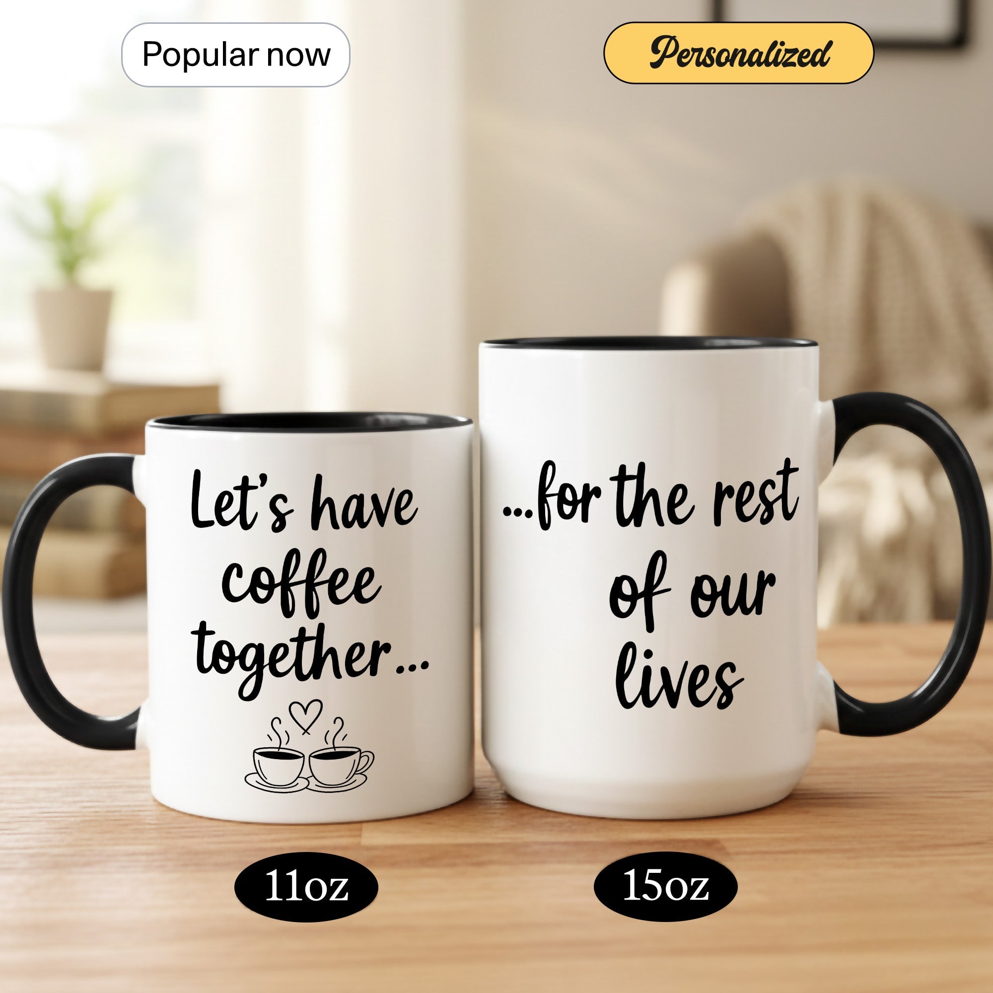 Let’s Have Coffee Together Mug – Cute Couple Coffee Cup – Romantic Gift – Boyfriend Girlfriend Mug 11oz 15oz |Mug 145