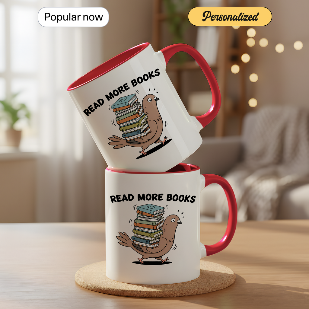 Read More Books Mug – Funny Book Lover Gift – Cute Reader Coffee Cup – 11oz 15oz Ringer Mug |Mug 124
