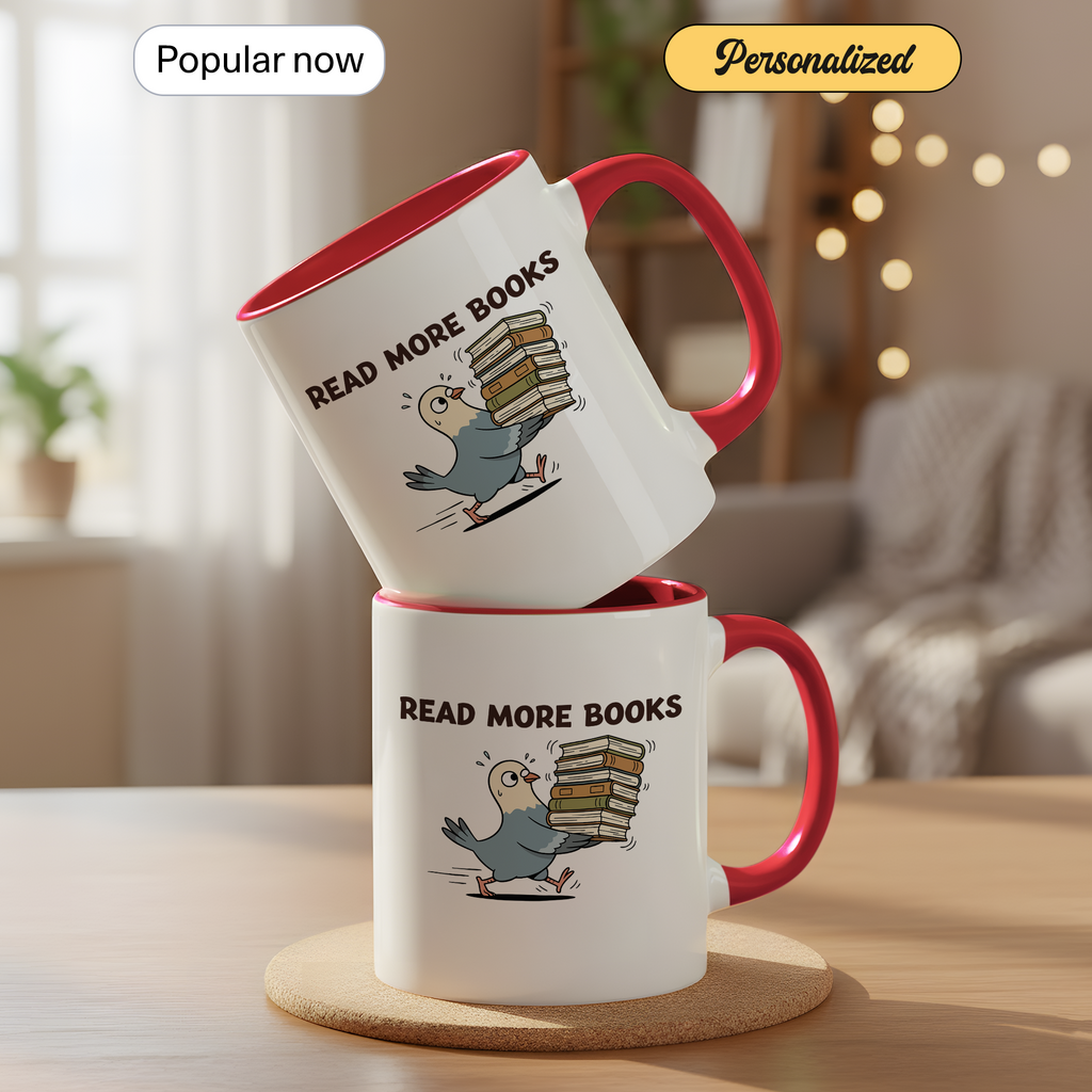 Read More Books Mug – Book Lover Coffee Cup – Reader Gift – Books and Coffee Ringer Mug |Mug 97