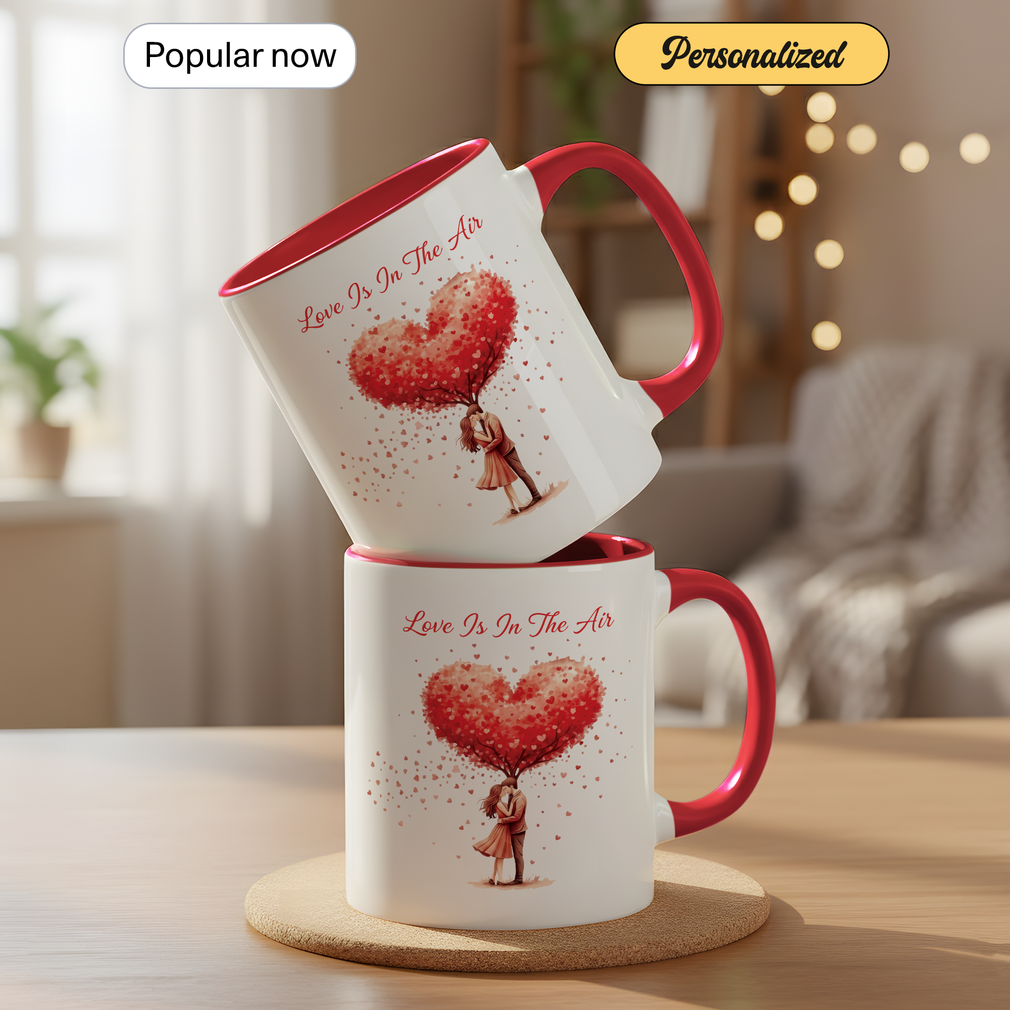 Love Is In The Air Mug – Romantic Heart Tree Coffee Cup – Couple Gift – Anniversary Mug – 11oz 15oz Ceramic Mug |Mug 136
