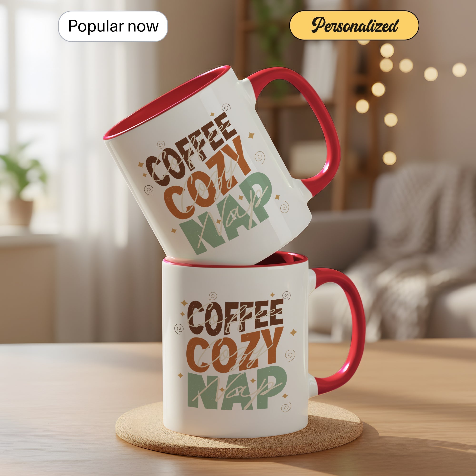 Coffee Cozy Nap Mug – Retro Coffee Lover Gift – Funny Caffeine Coffee Cup – 11oz 15oz Ringer Mug | Mug 128
