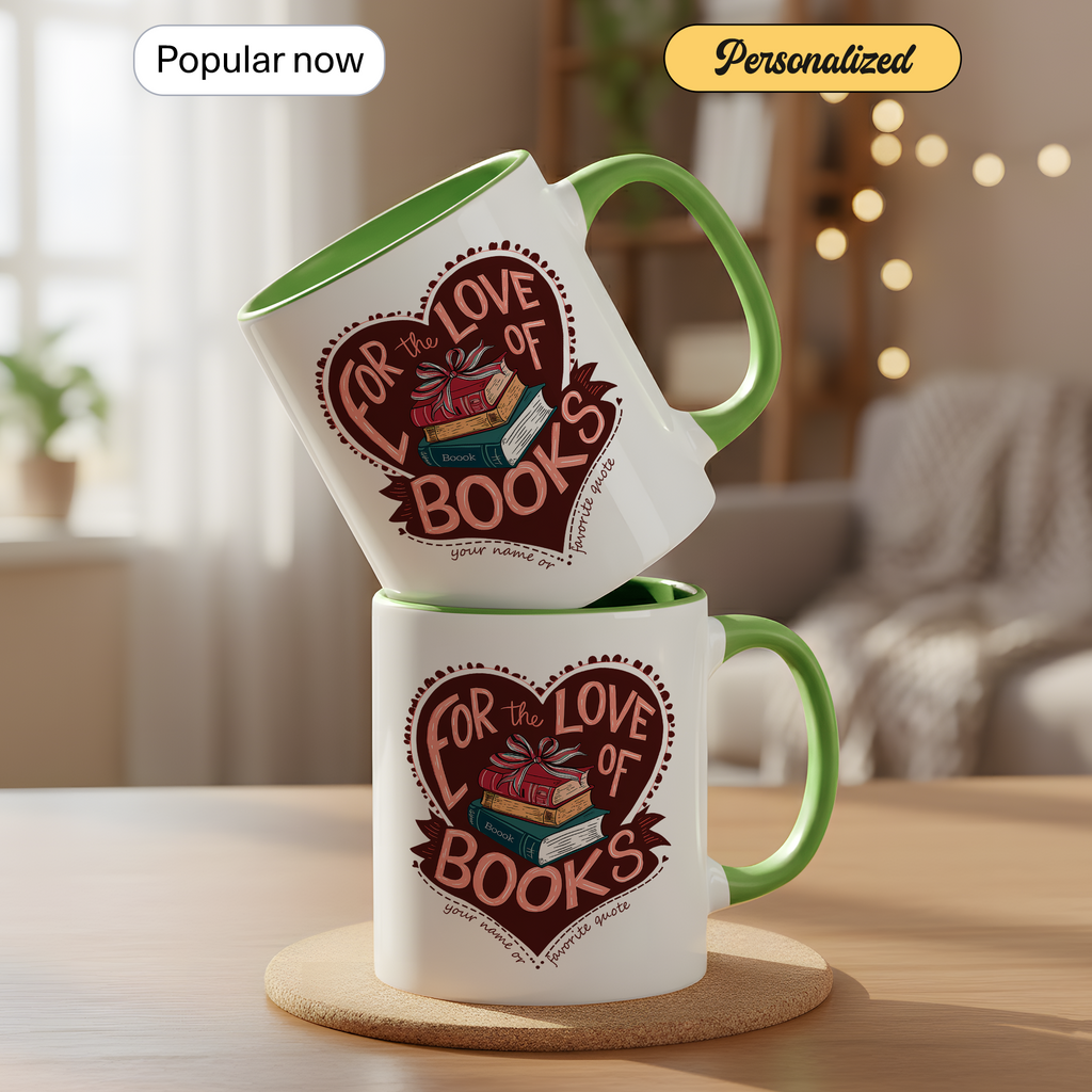 For The Love Of Books Mug – Book Lover Coffee Cup – Reader Gift – Bookworm Aesthetic Mug – 11oz 15oz Ringer Mug |Mug 139