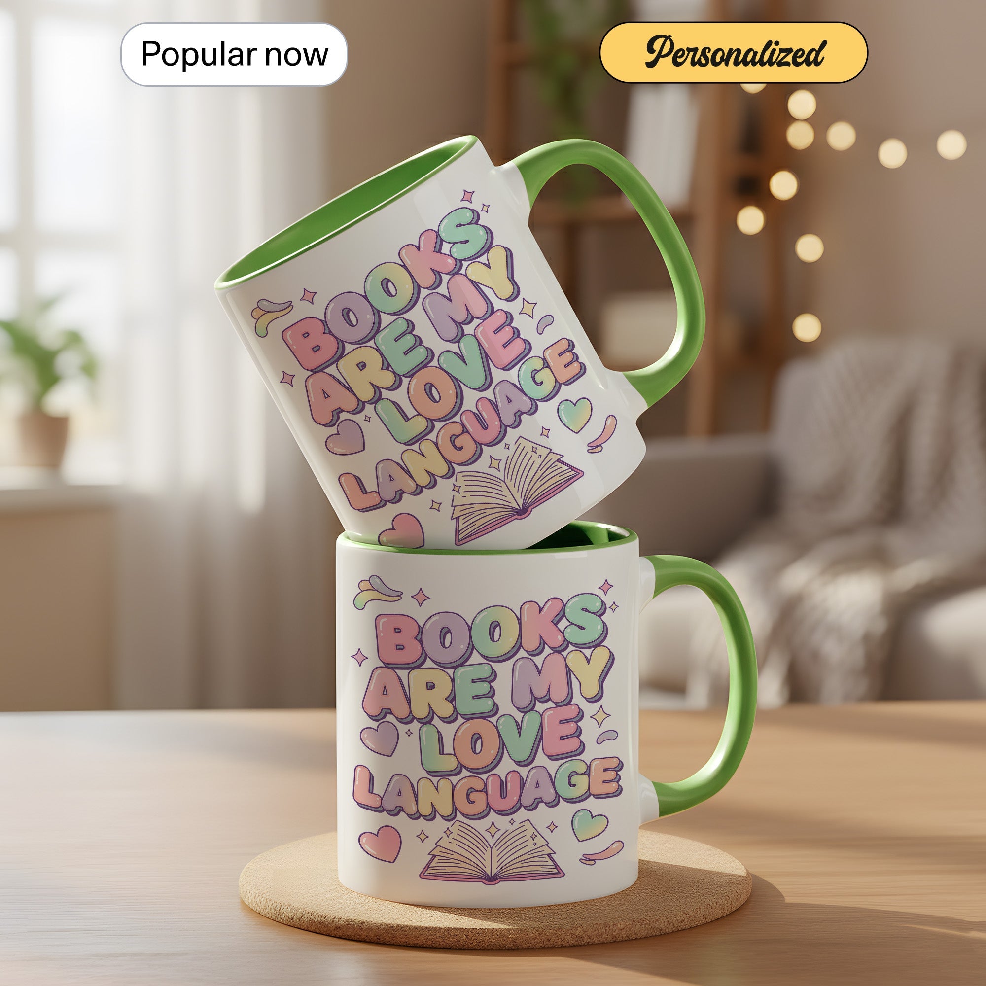 Books Are My Love Language Mug – Cute Book Lover Coffee Cup – Pastel Reader Gift – 11oz 15oz Ri0nger Mug | Mug 155