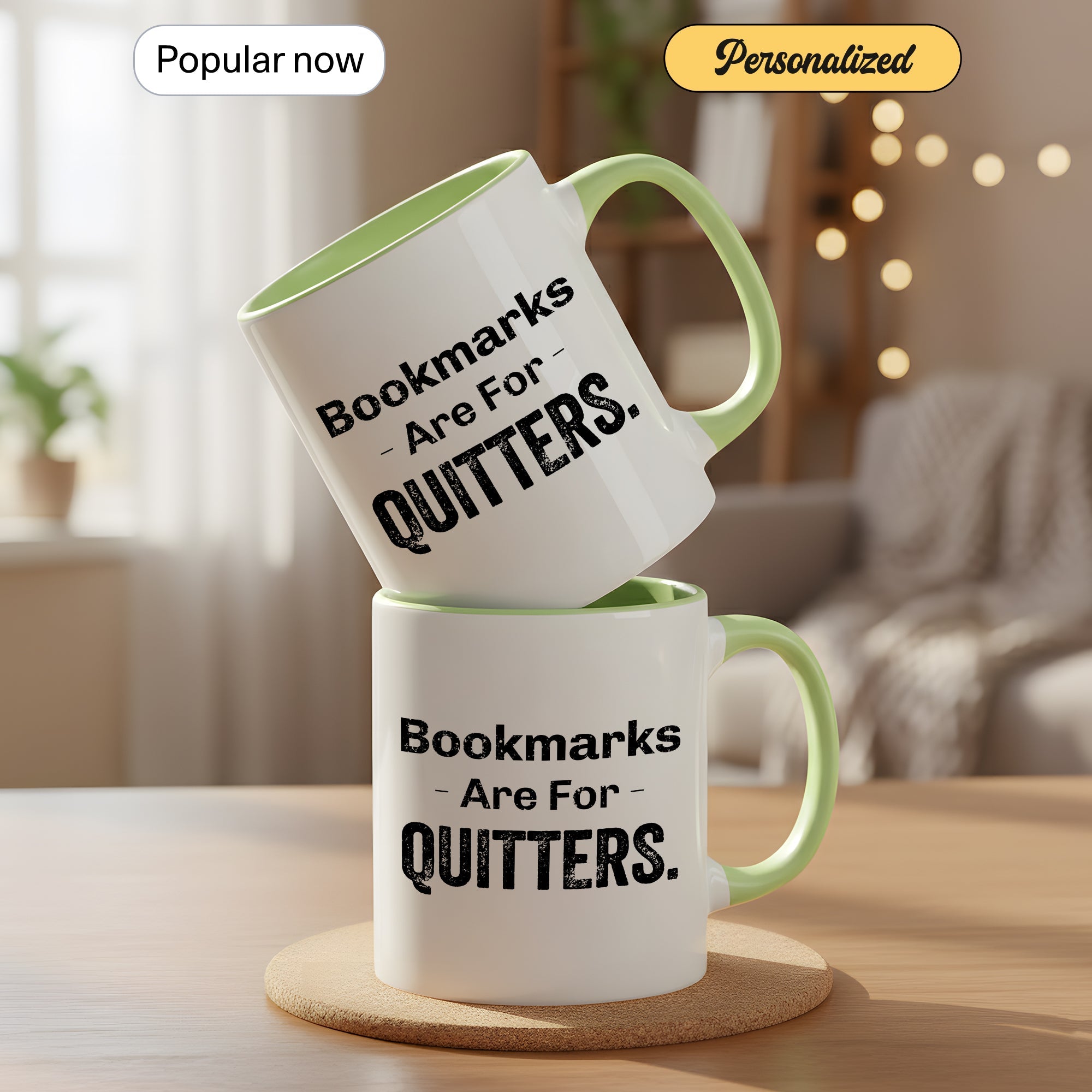 Bookmarks Are For Quitters Mug – Funny Book Lover Coffee Cup – Reader Humor Gift – Multi Color Ringer Mug 11oz 15oz |Mug 105