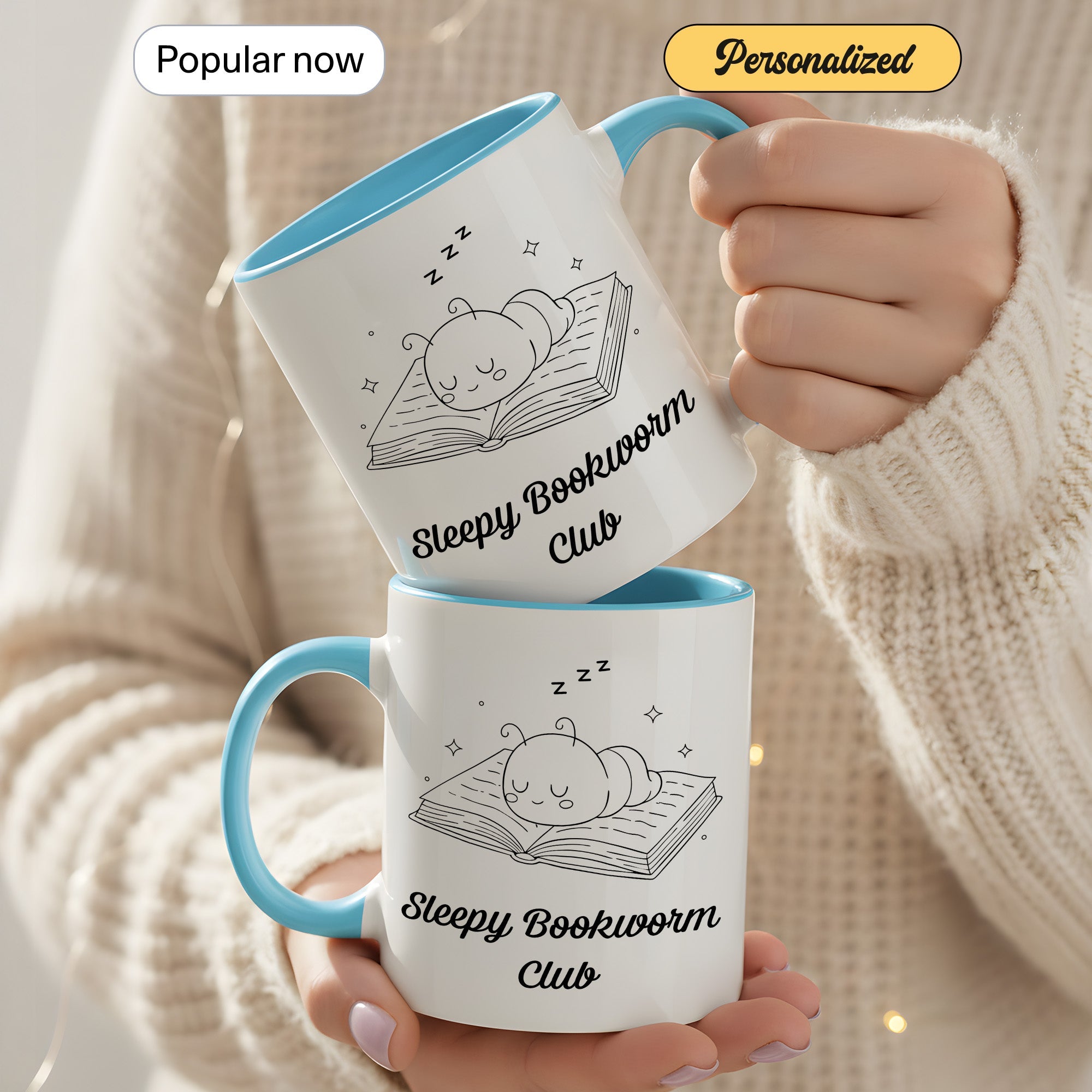 Sleepy Bookworm Club Mug – Cute Book Lover Coffee Cup – Cozy Reader Gift – Ringer Mug 11oz 15oz |mug 101