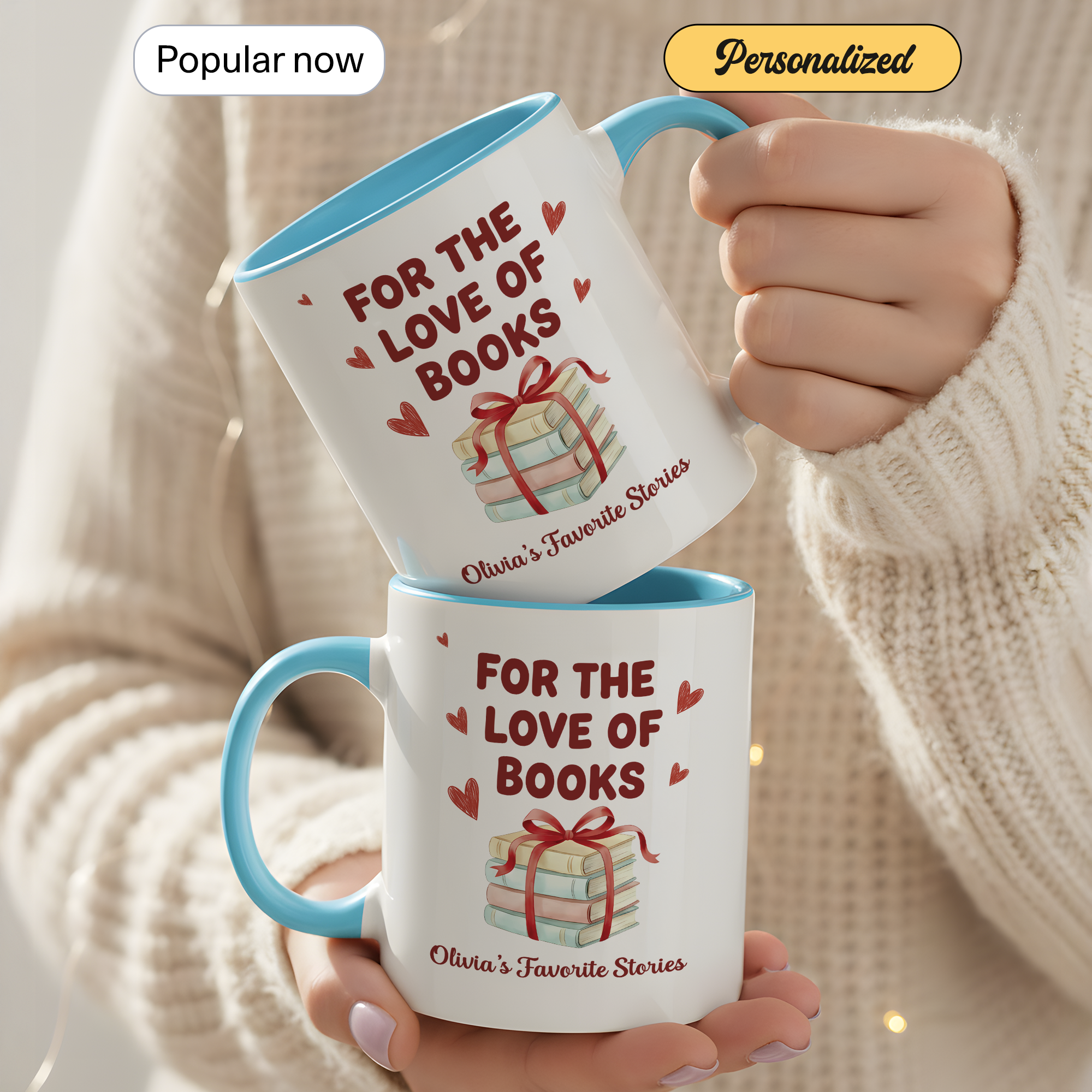 For The Love Of Books Mug – Personalized Book Lover Gift – Custom Reader Coffee Cup – Ringer Mug 11oz 15oz |Mug 110