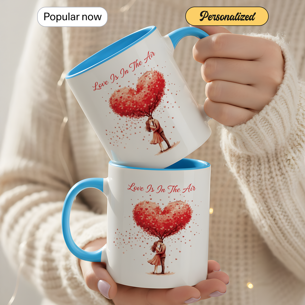 Love Is In The Air Mug – Romantic Heart Tree Coffee Cup – Couple Gift – Anniversary Mug – 11oz 15oz Ceramic Mug |Mug 136